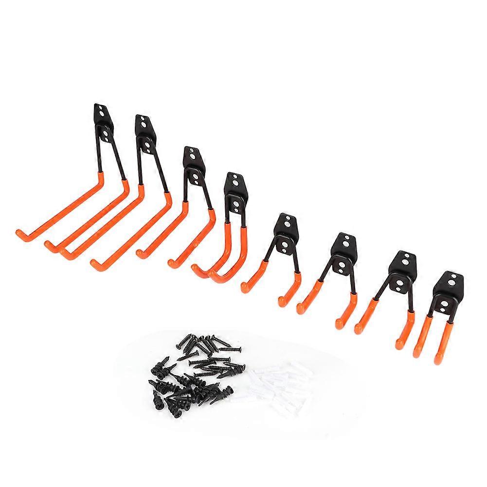 8Pcs Garage Storage Double Hooks Set Wall Mount Hanger U Hooks Orange