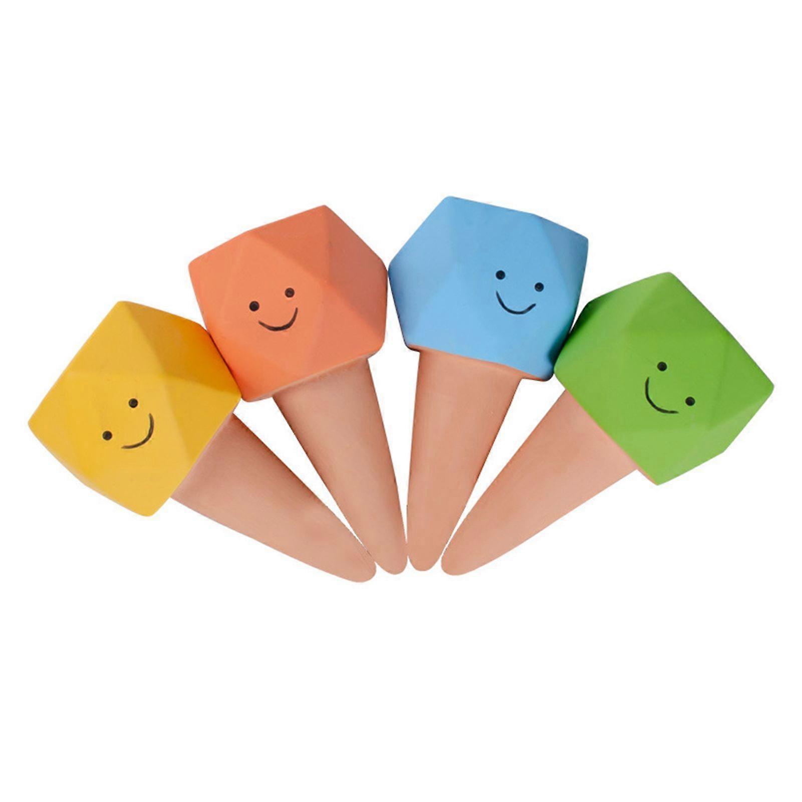 4 Pcs Terracotta Watering Spikes Polyhedron Self Watering Stakes Planter Insert Slow Release Watering Bulb for Outdoor Indoor Plants
