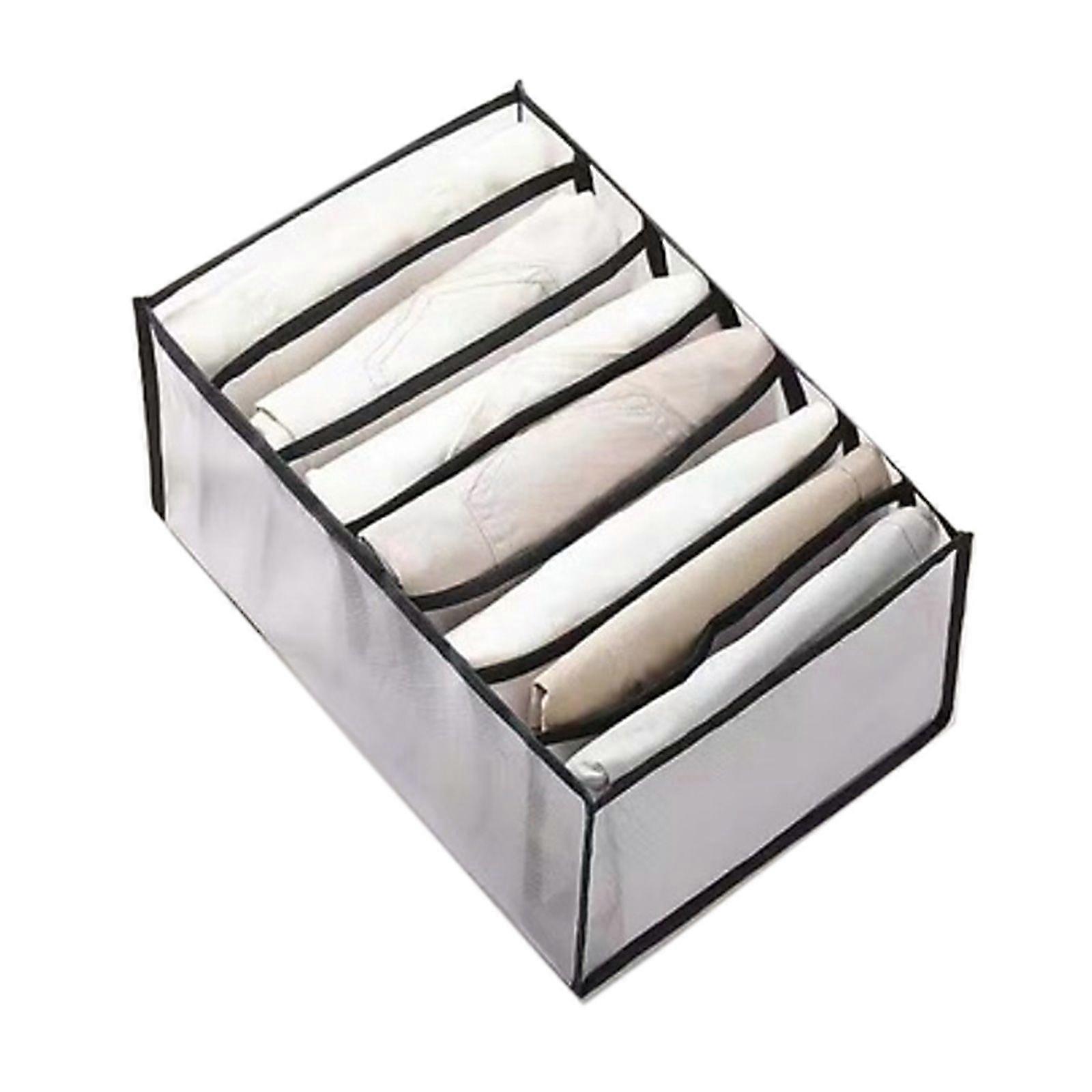 Portable Mesh Storage Box Multi Purpose Foldable Drawer Divider for Pants Jeans 7 Cells Black