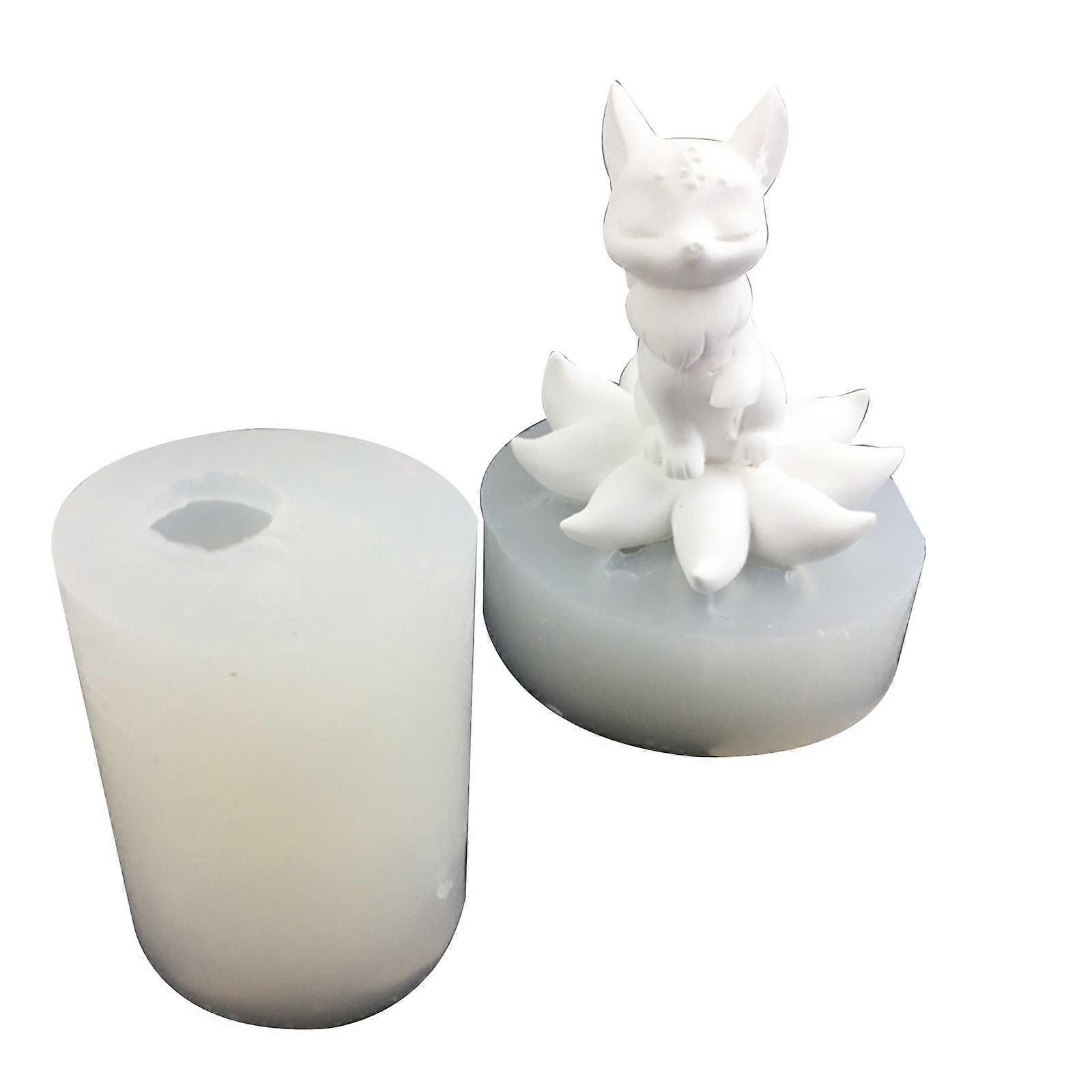 Nine Tailed Foxes Shaped Epoxy Resin Mold Non-stick Scented Candle Silicone Mold DIY Plaster Crafts Table Ornament Tool Multicolor
