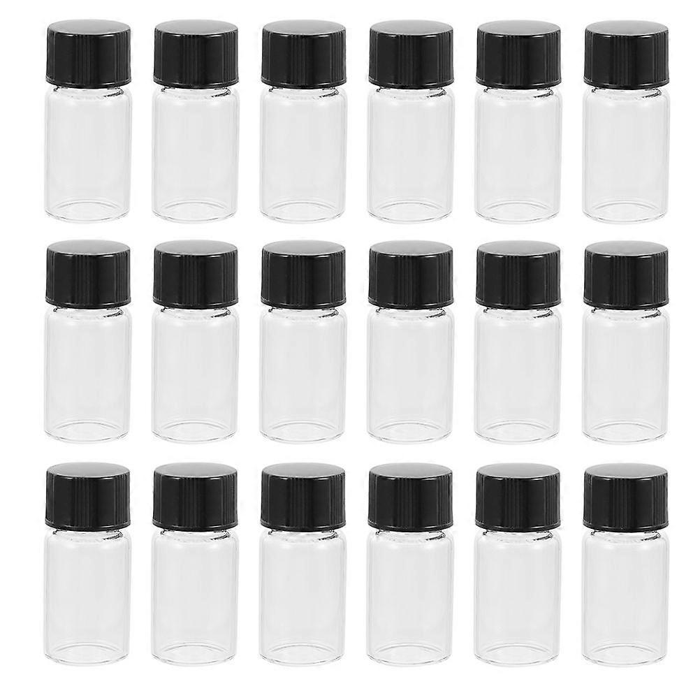 30pcs Glass Sample Vials Flat Bottom Bottles Essential Oil Bottles with Lids