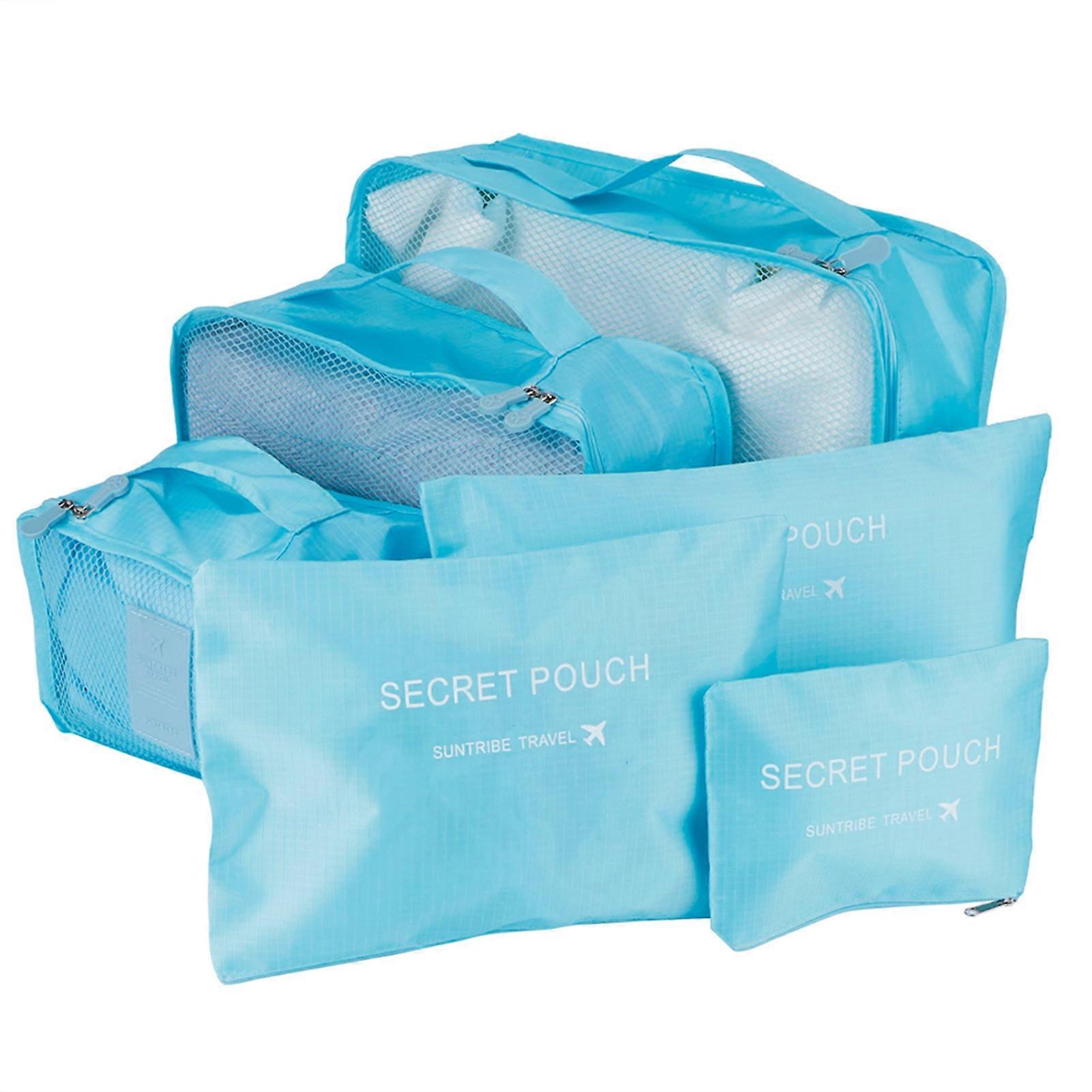 6Pcs/Set Storage Bag Clothing Sorting Bag Luggage Suitcase Packing Organizer for Travelling Blue