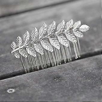 JUSCH Leaf Bridal Hair Combs Bride Wedding Hair Accessories Gold Headpiece for Women and Girls(Silver),WZ-539