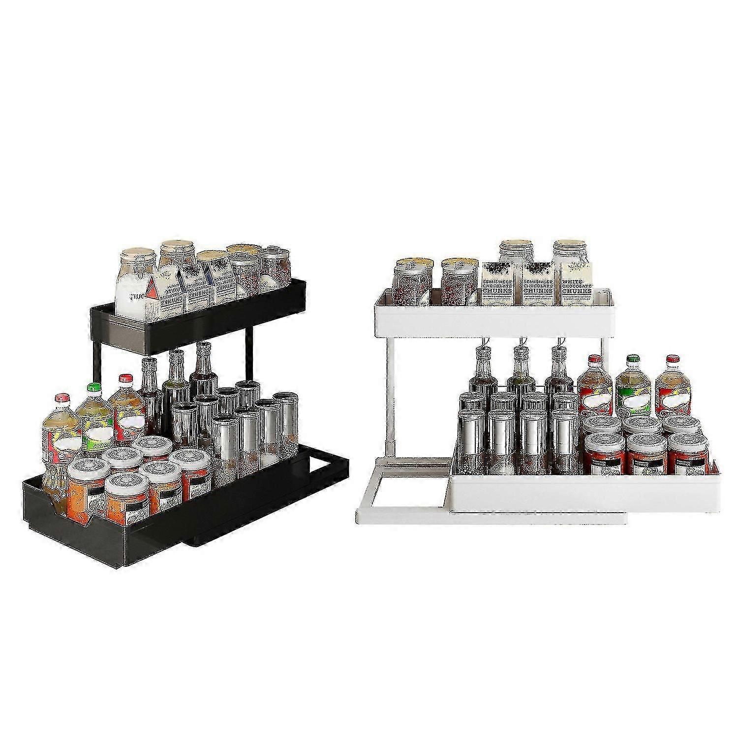 מתחת לכיור מדף אחסון מארגן מטבח מגירת ארון מתלה ארון ניתן להרחבה לבן