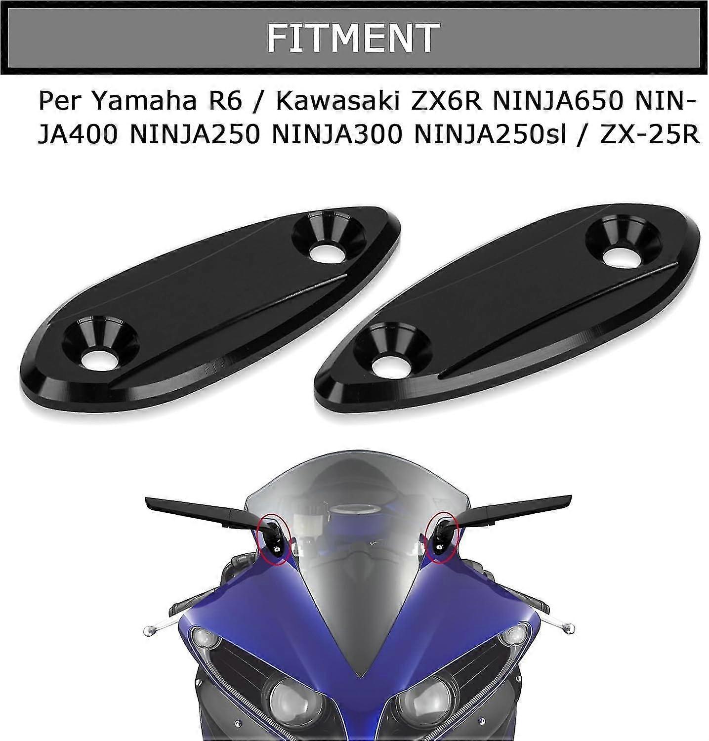 VermsBikers Universal Motorcycle Mirror Wing Adjustable Rotating Rearview Black Bike Fairing Kit VermsBikers Universal Motorcycle Mirror Wing Adjustable Rotating Rearview Black Bike Fairing Kit