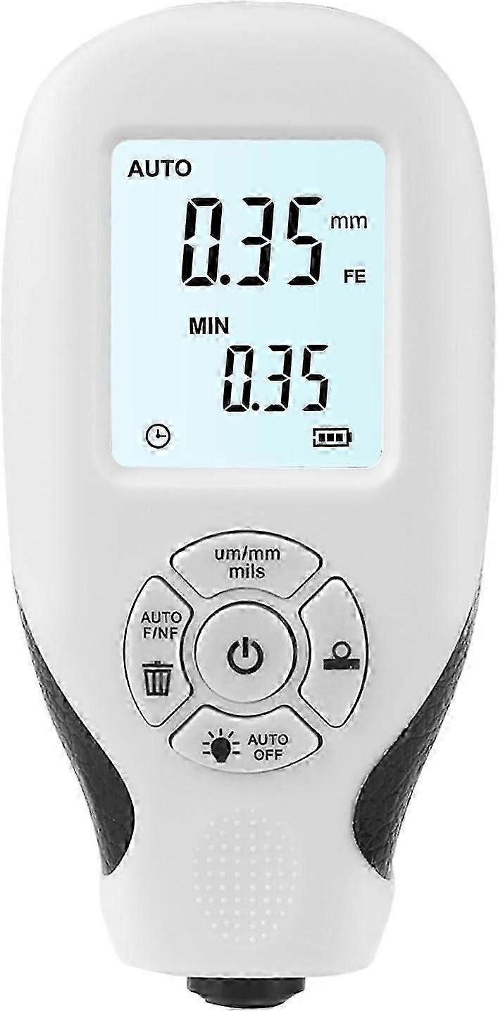 Coating Thickness Gauge, Paint Depth Gauge with LCD Display, Auto Calibration, (White)