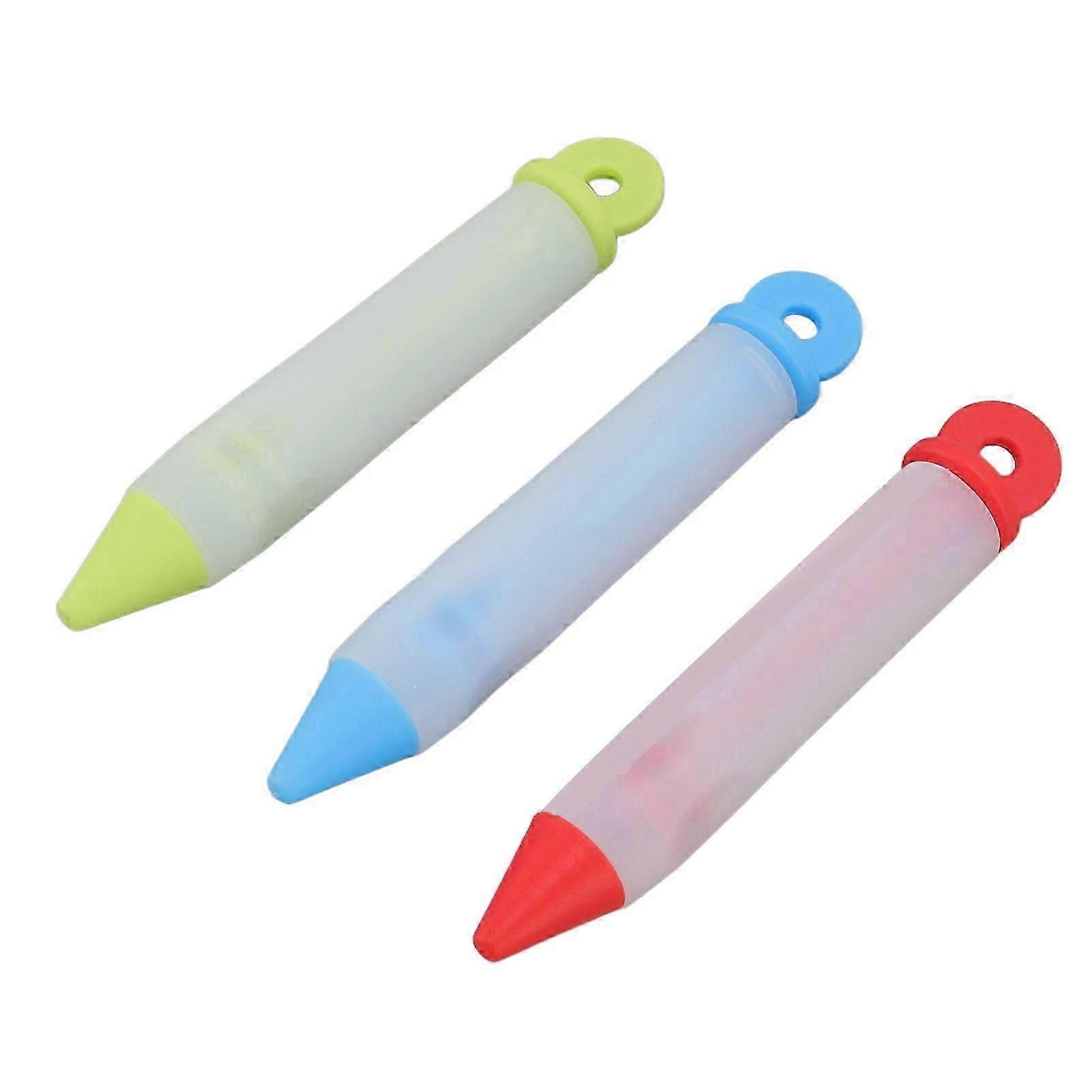 3 Set Cake Decorating Pen Tool Kit Food Grade Silicone Detachable DIY Cake Icing Pen with 12 Patterns for Food Writing