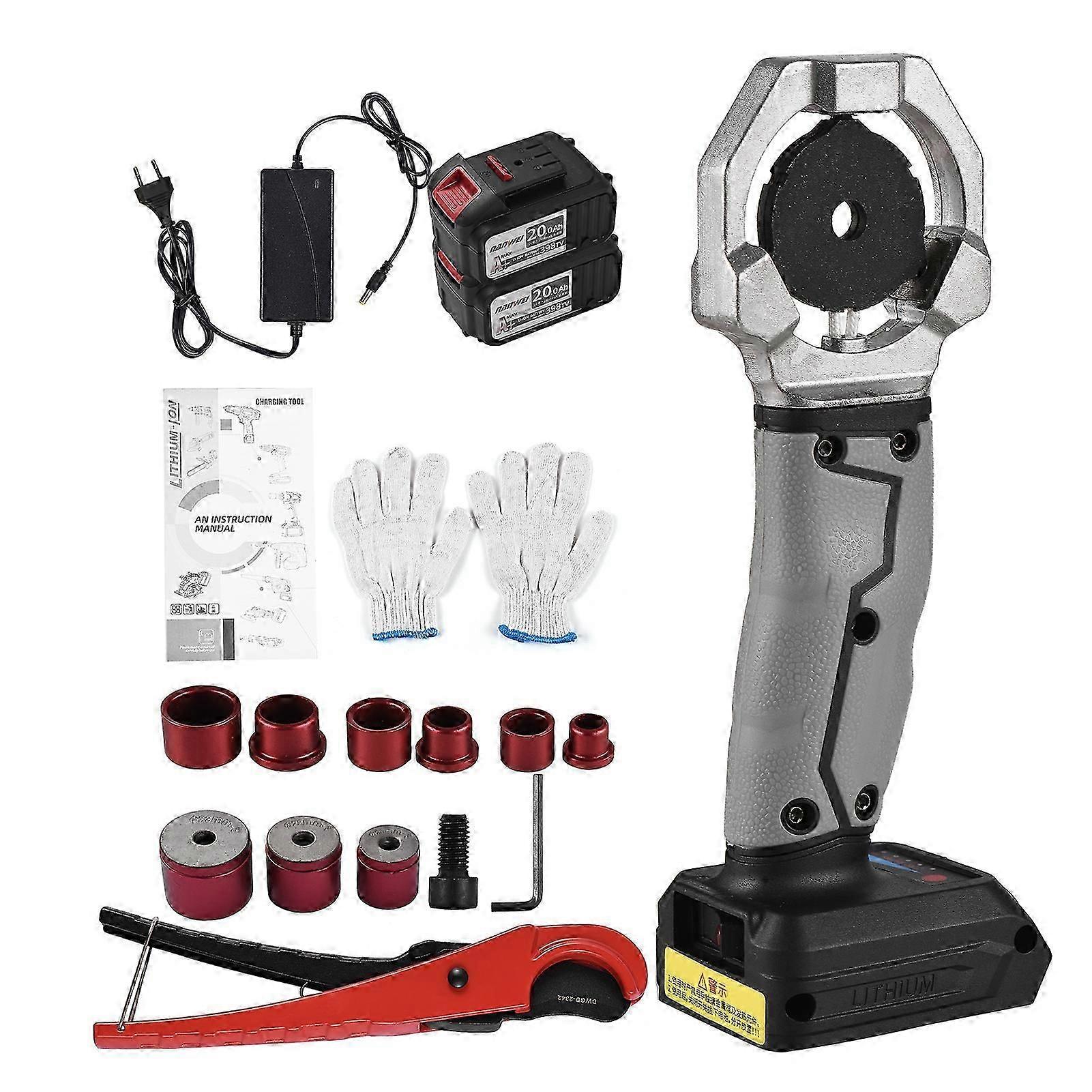 21V Cordless Electric Pipe Welding Machine 340 Socket Fusion Welder with 3 Die Heads Thermoplastic Plastic Tube Heating