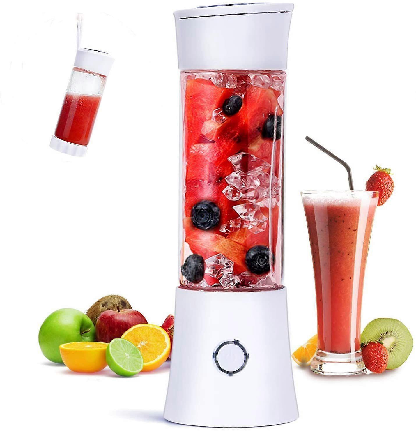 ポータブルブレンダー、トラベルブレンダースムージーメーカー480MLUSB充電式ジューサーミキサー100Wミニパーソナルフルーツブレンダー、6つのステンレス鋼ブレード付き