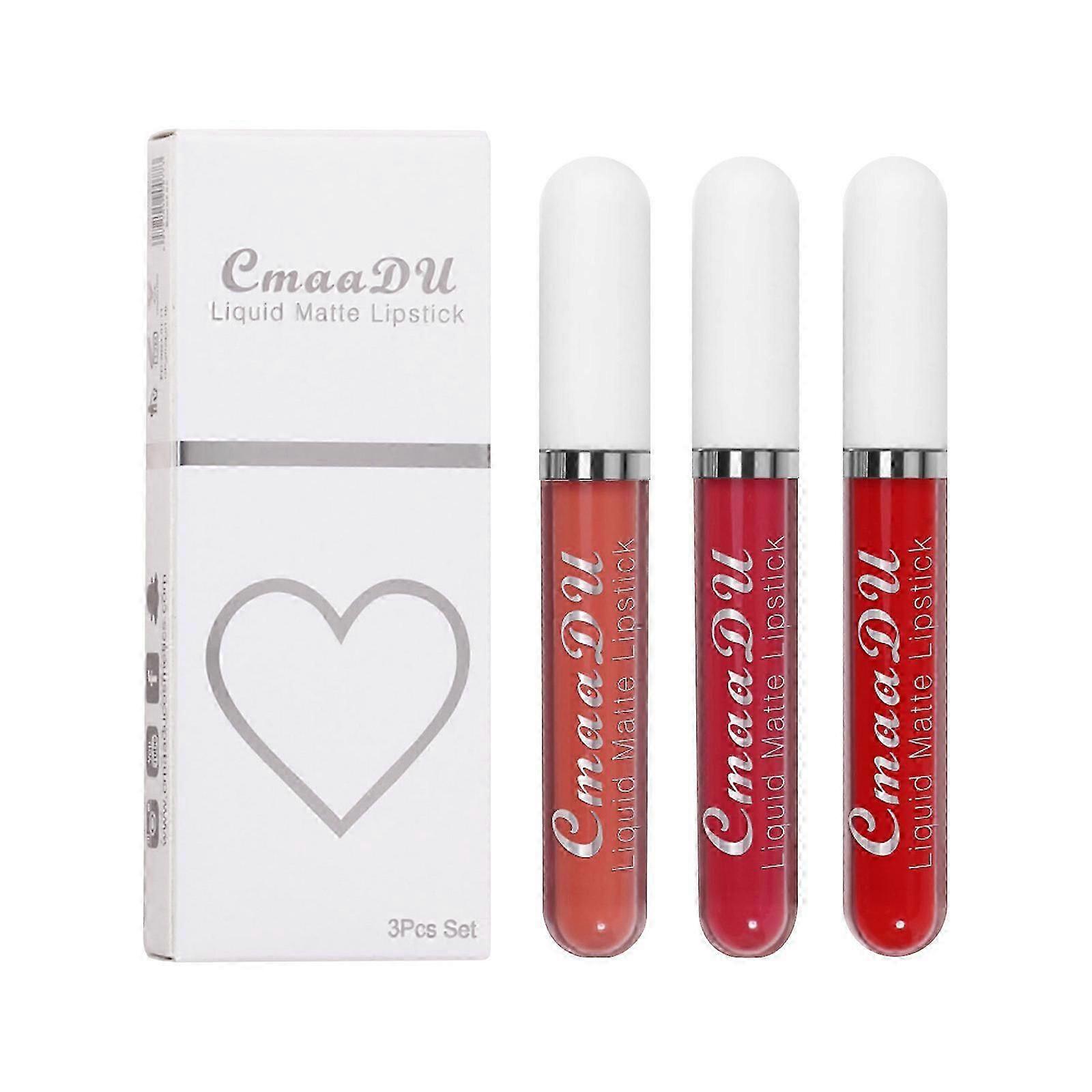 3 Of Matte Lip Glaze In A Box With Non-stick Cup Lip Gloss 7.5ml