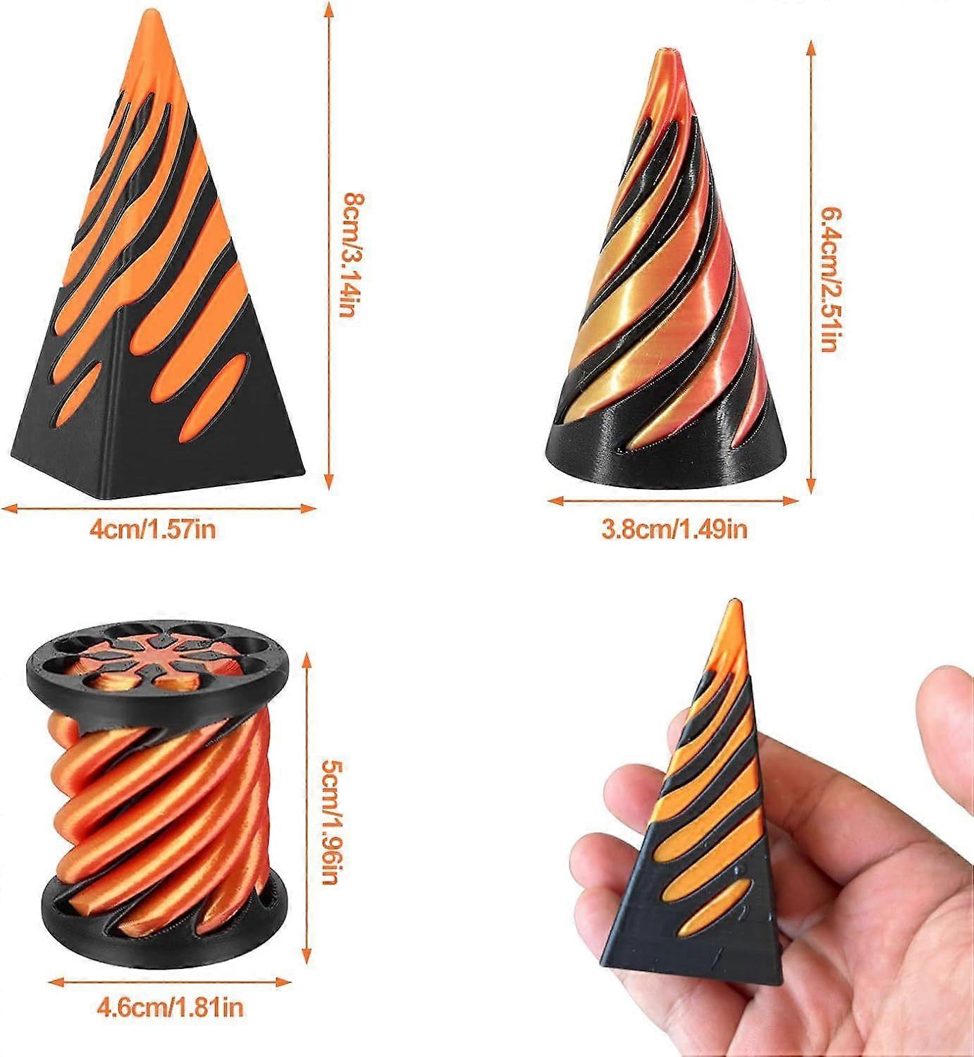 3Pcs Impossible Cone Pyramid Passthrough Toy, 3D Printed Spiral Cone ...