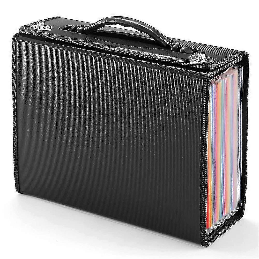 Expandable Plastic File Folder with 24 Compartments and Document Organizer