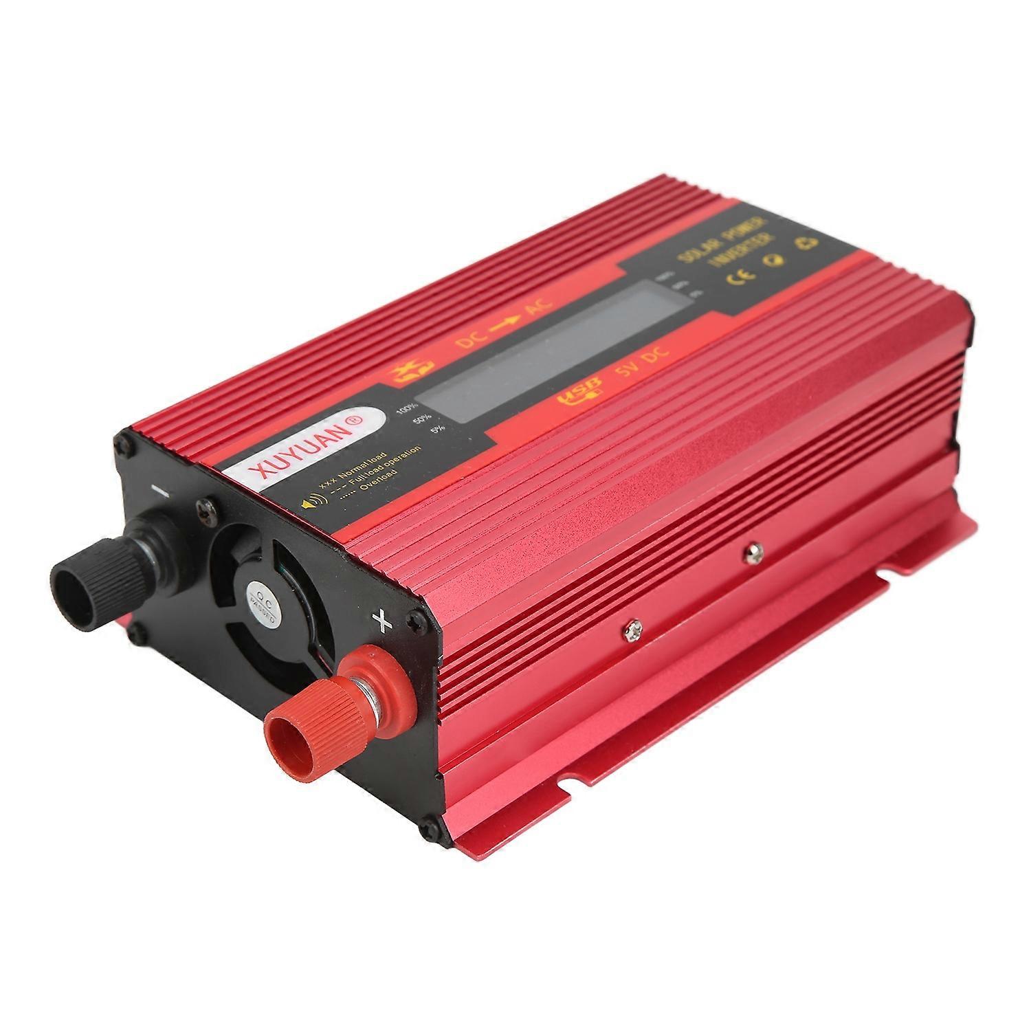 Red Power Inverter DC12V/24V Input to Outlets 420W Rated LCD Display Voltage Detection