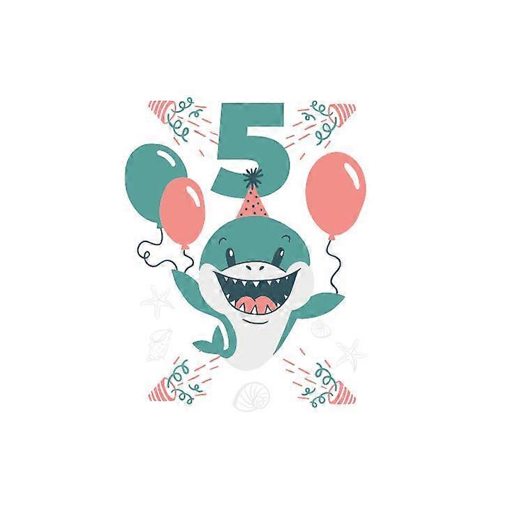 Iron-on patch Birthday Shark Number