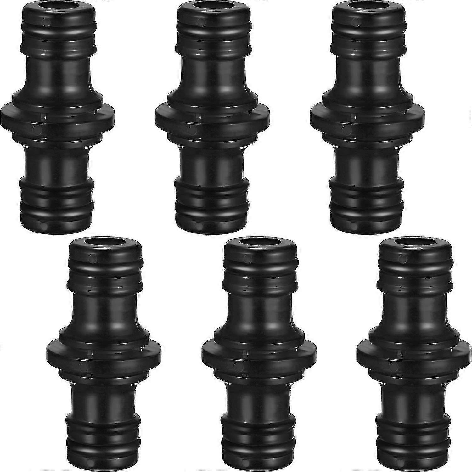 Pacote com 6 Conectores de Mangueira Macho Duplo Extensor Preto, para Unir Mangueiras de Jardim