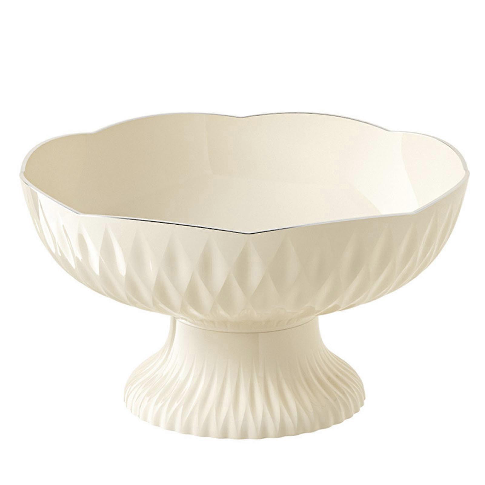 Fruit Bowl Basket Plastic Multifunctional Milk White Color Minimalist and Stylish Kitchen Counter Fruit Bowl Petal Shape