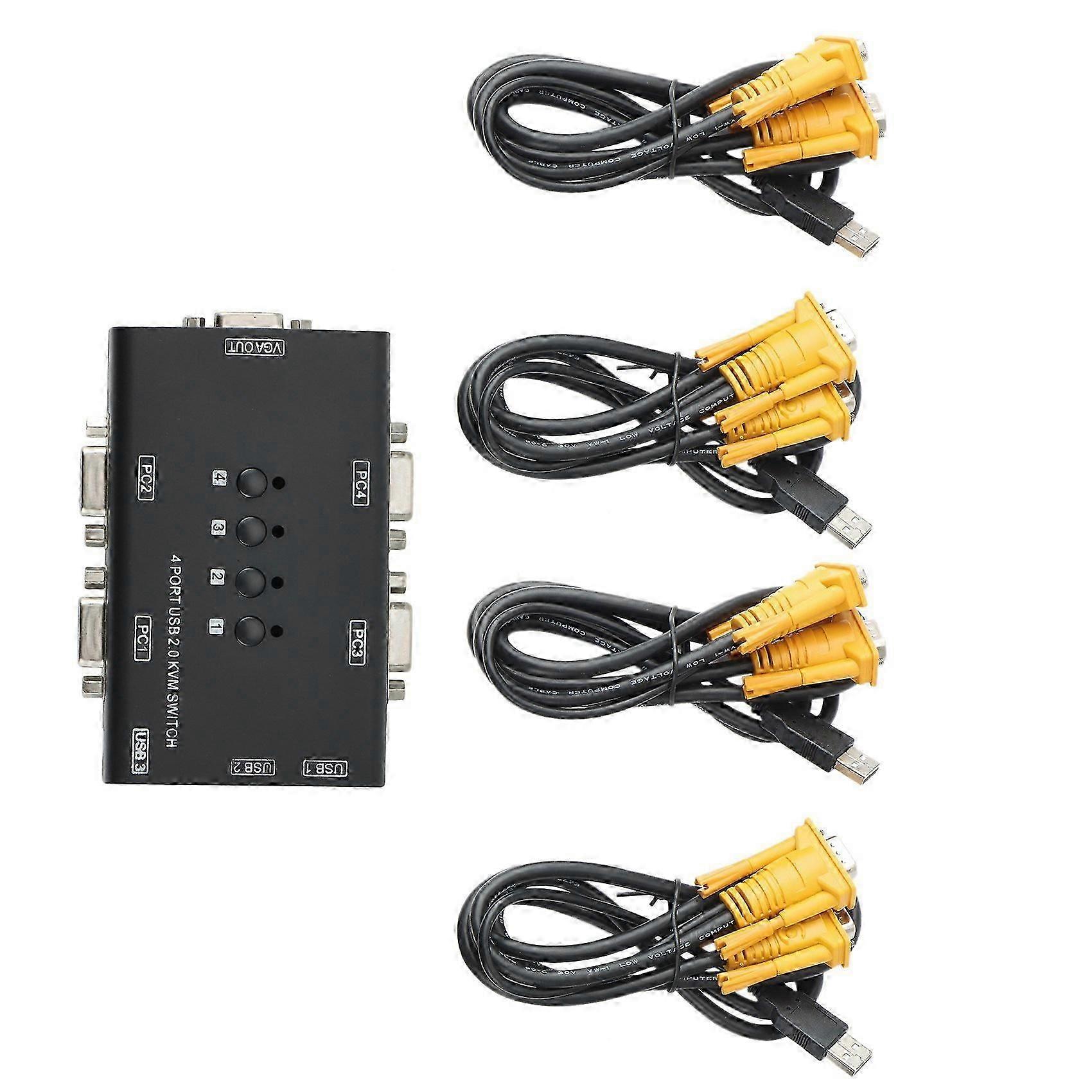 KVM Switch,USB VGA KVM Switch for 4PC Sharing One Video Monitor and 3 USB Devices,for PC, Keyboard
