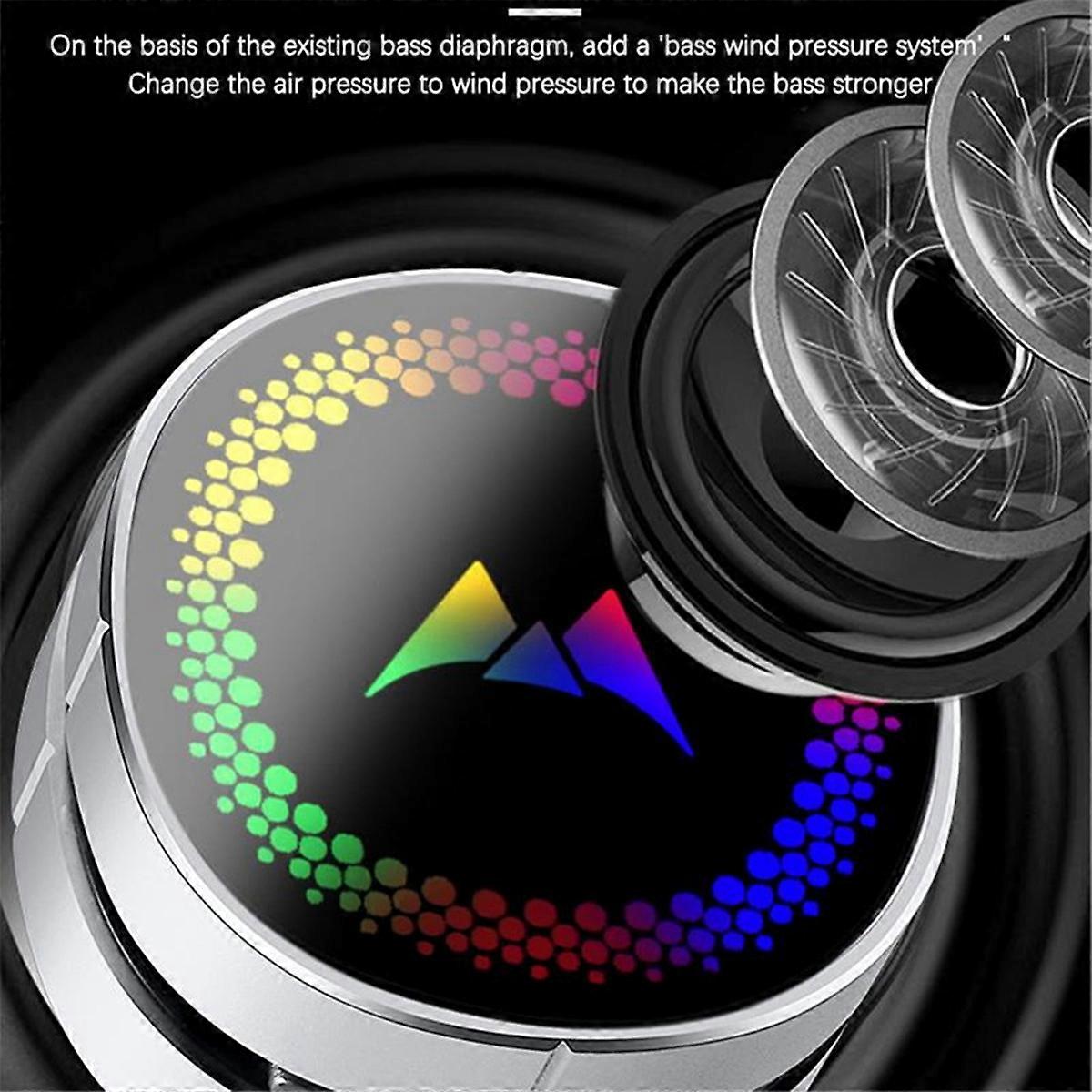 Portable LED Colorful Light Bone Conduction Speaker-Silver