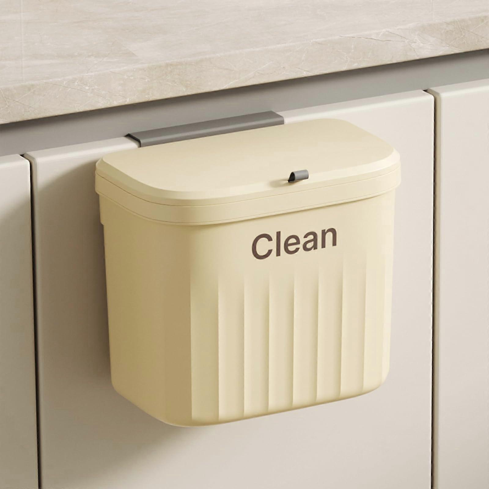 Beige Kitchen Hanging Trash Can 2.2 Gallon