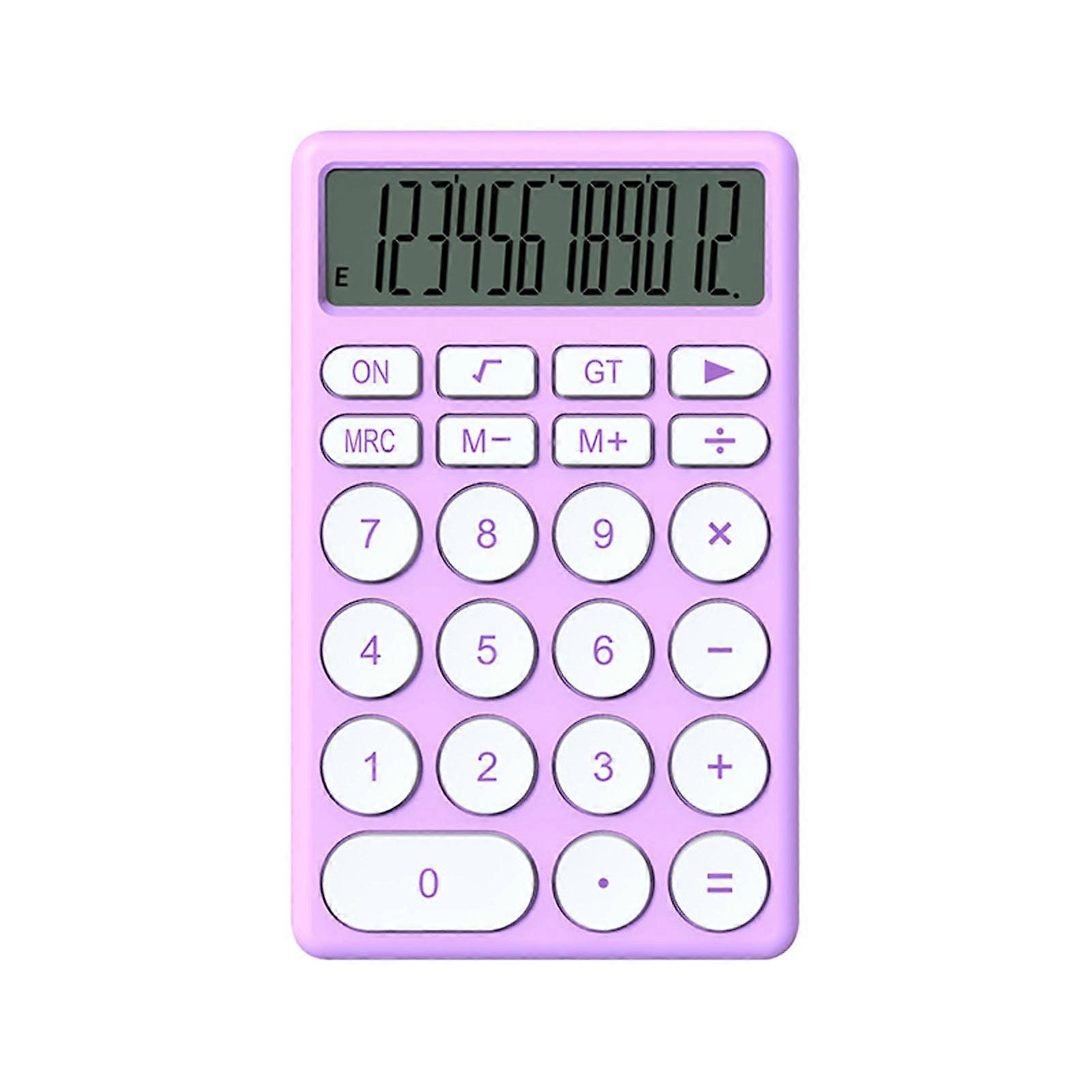 Multifunctional Handheld Cartoon Calculator Small Pocket Size with Large Display for Office Desktop School Home Use Purple