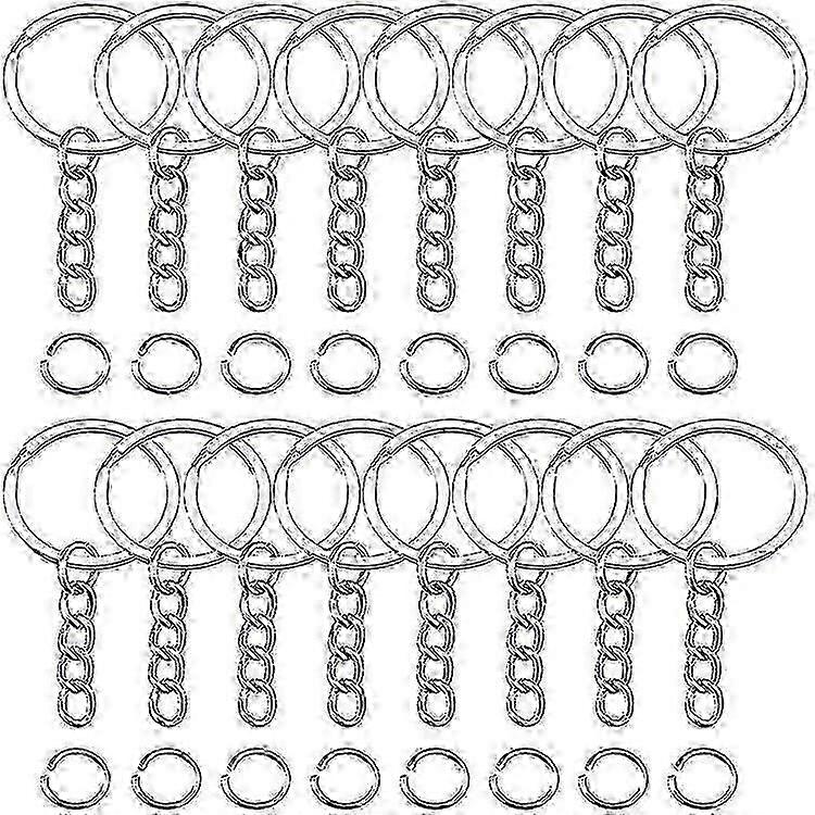 50Pcs Keyring Blanks Split With Link Chain And Jumps Rings Metal Key Rings