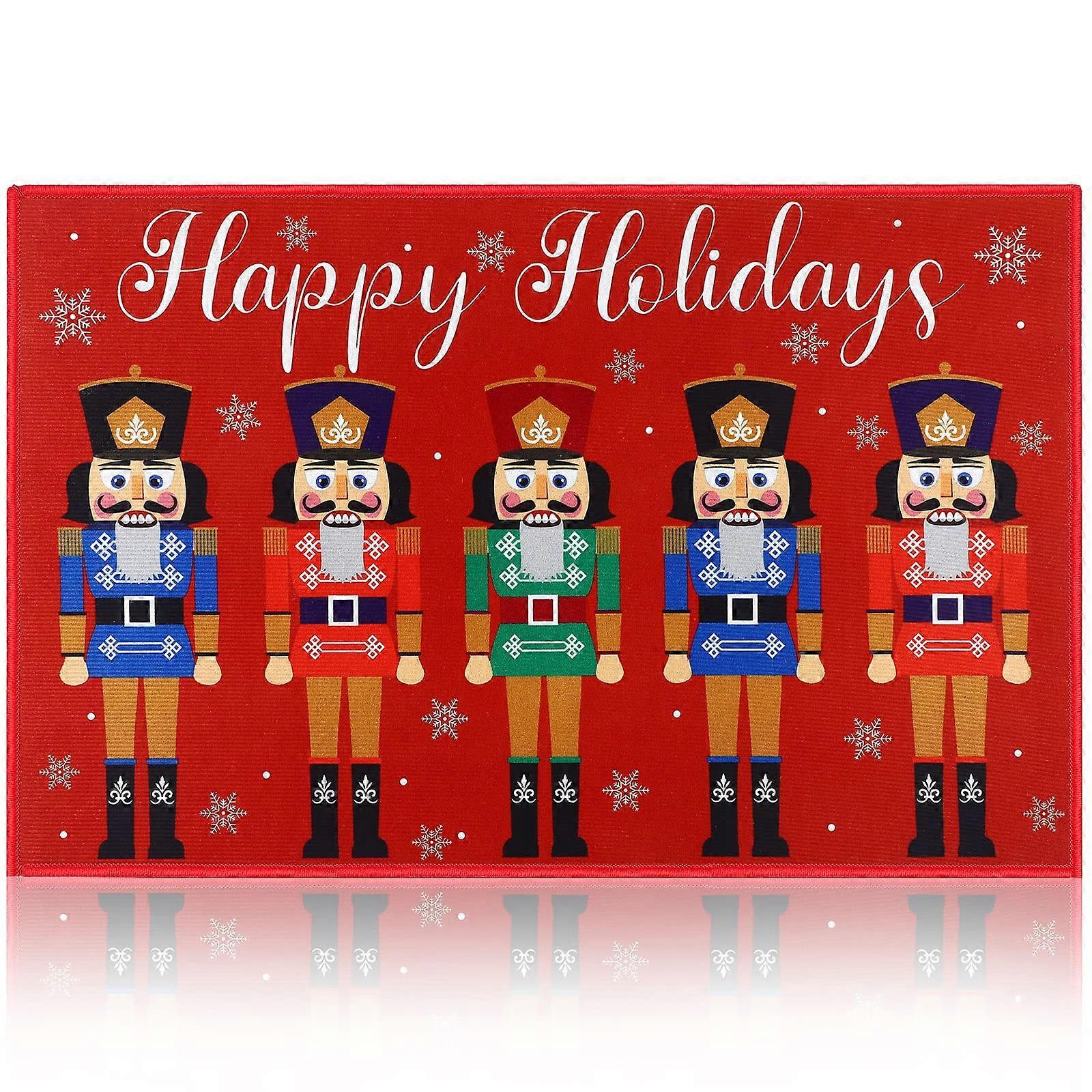Nutcracker Doormat Merry Christmas Doormat Washable Non Slip 24 X 16 Inches Front Porch Soldier Floor Mat Classic Style