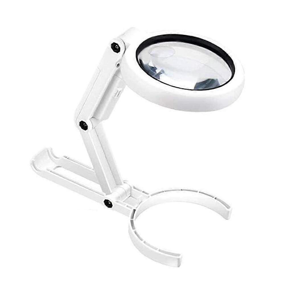 5X Handheld Magnifier Illuminated Desktop Handheld Glass Magnifying Reading Desk Lamp Dual-Purpose