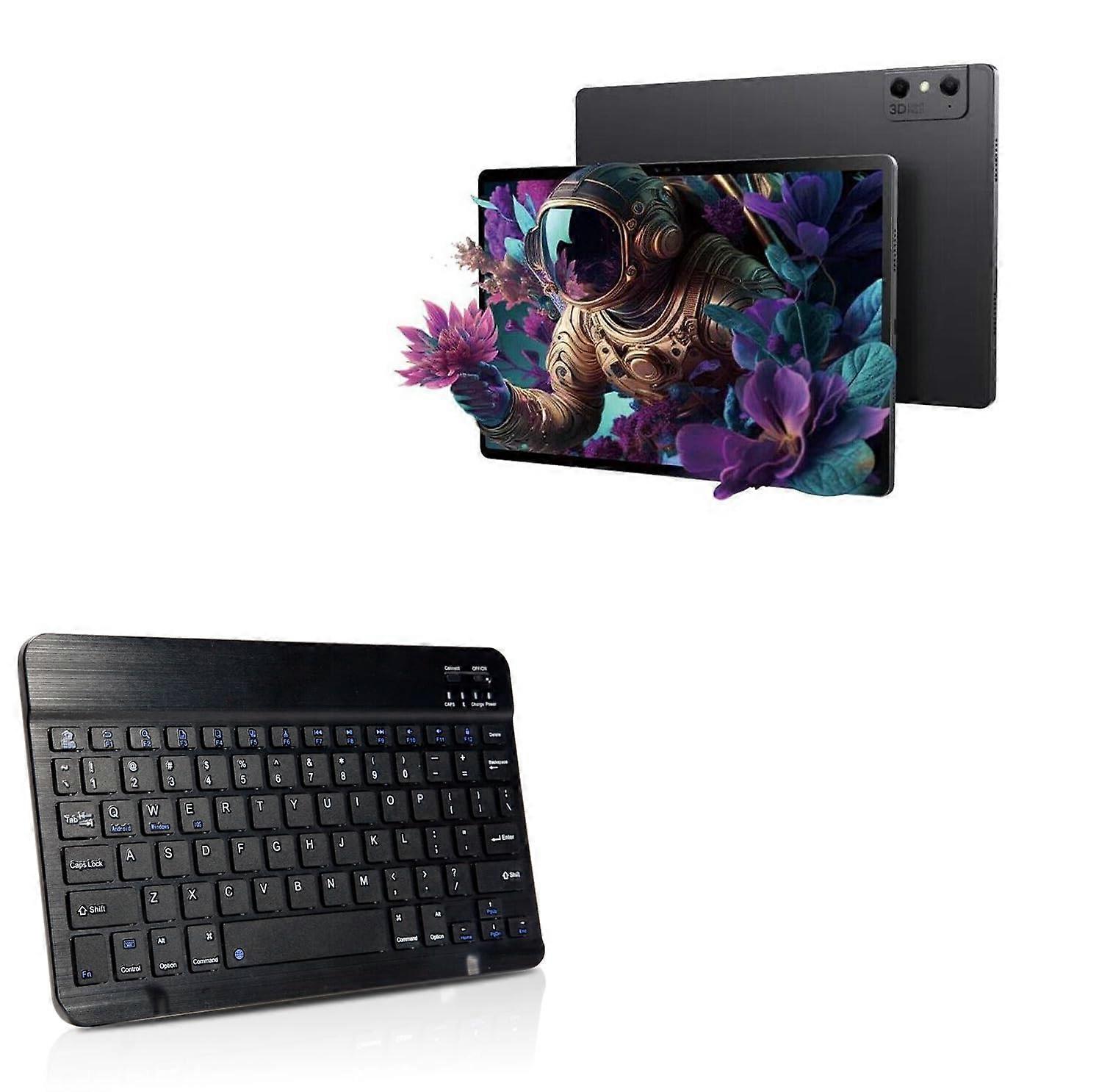 SlimKeys Bluetooth Chiclet-Style Keyboard for ZTE Nubia Pad 3D II, Thin Design, Jet Black Color