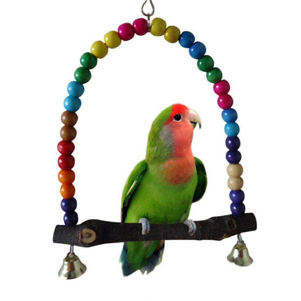 Bird Swing, Multi-Colored 5.5x5.6 Inch Wooden Hammock for Budgie, Small Parrots & Pet Birds, Durable and Stylish