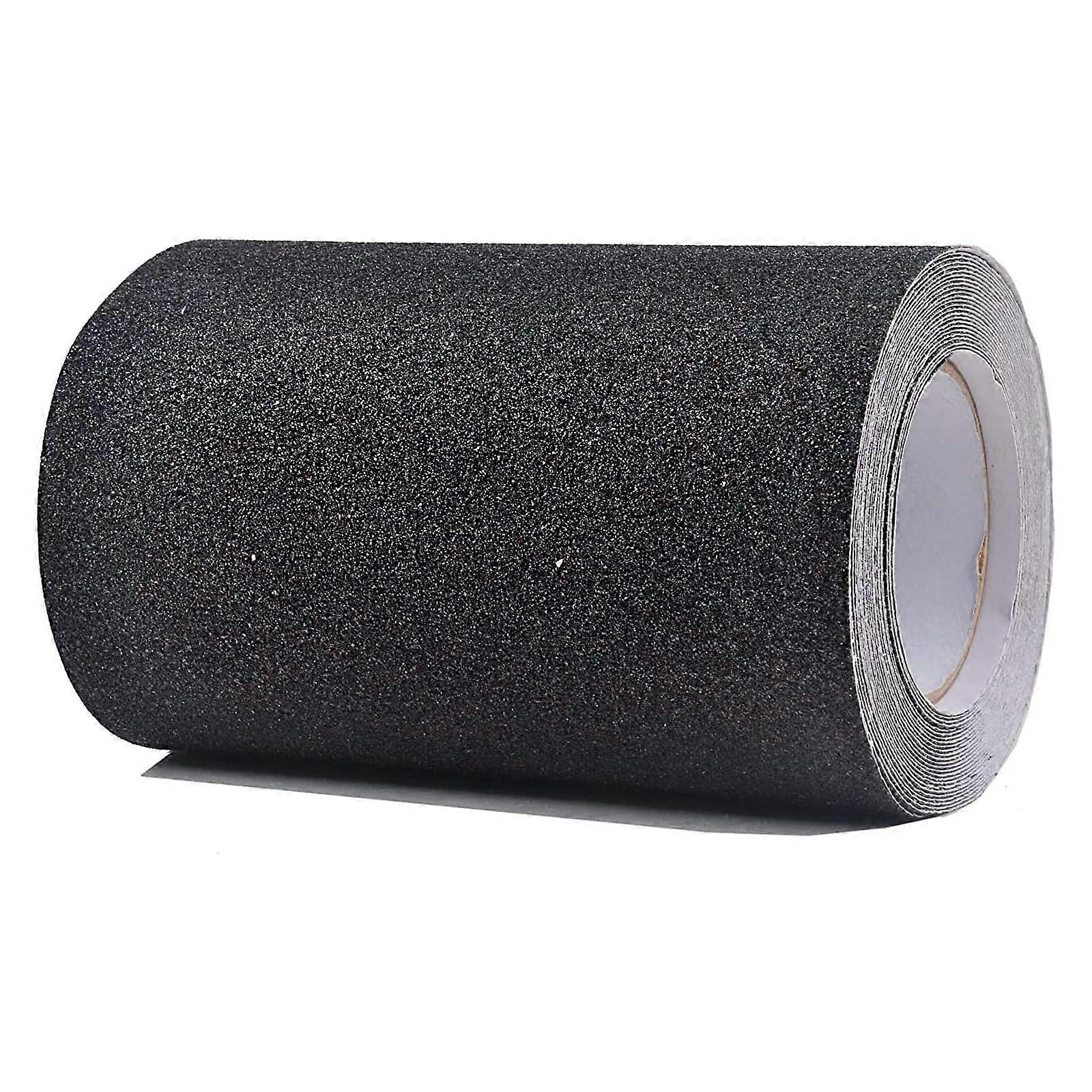 Non Slip Stair Treads 12 Inch x 30 Ft Roll, 80 Grit Anti Slip Tape for Indoor Outdoor Stairs, Black Strong Adhesive Grip Tape