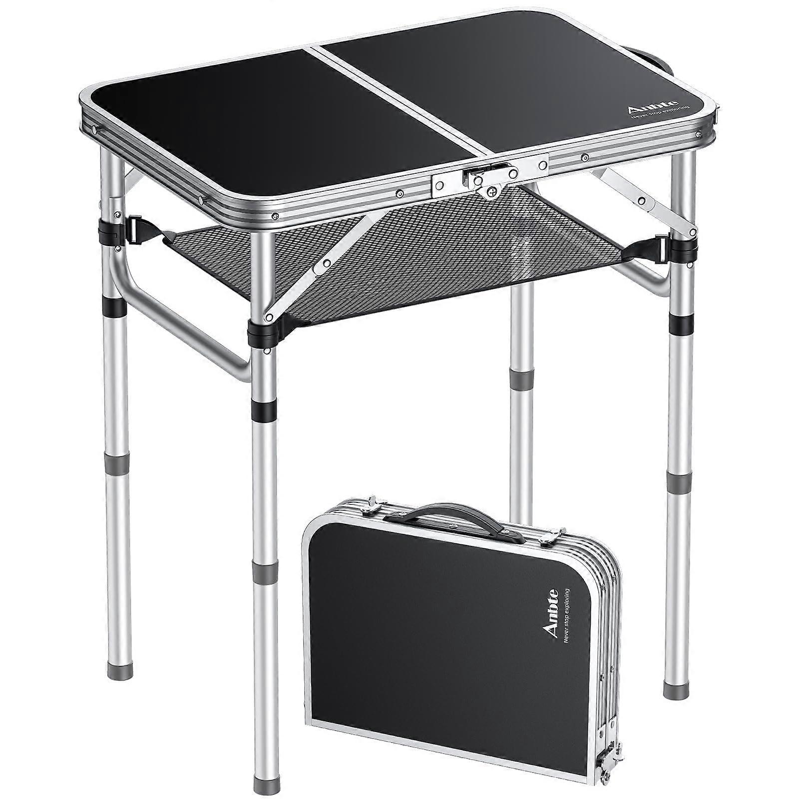 Folding Camping Table 24" x 16" Aluminum Adjustable Height Portable Table with Carrying Handle Waterproof for Picnic BBQ Beach