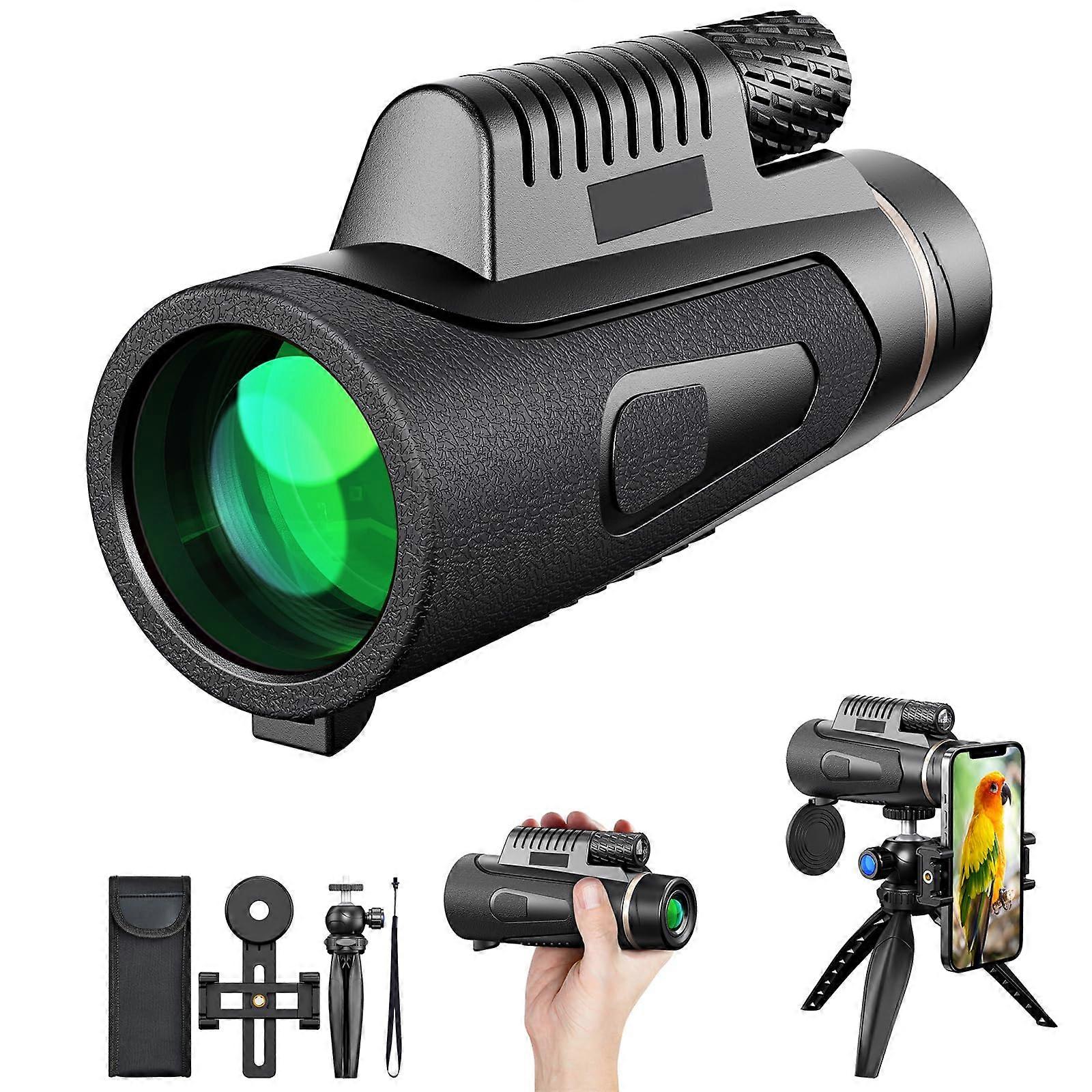 HD Monocular Telescope for Adults 12x50 High Power Waterproof Monocular with Rubber Armor and Adjustable Focus