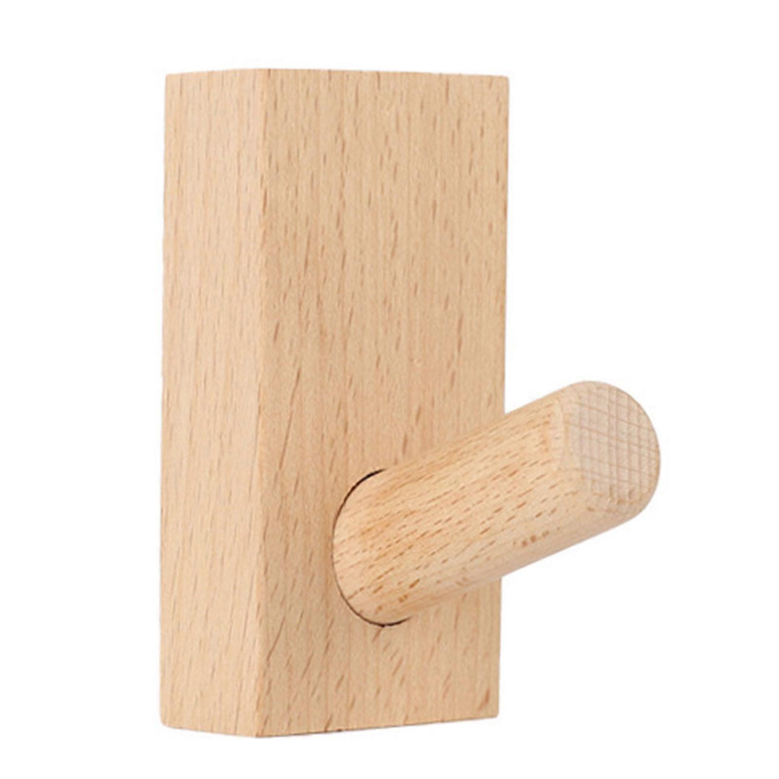 Wooden Creative Clothes Hook Durable Retro Nail Free Hook for Small Items Organization