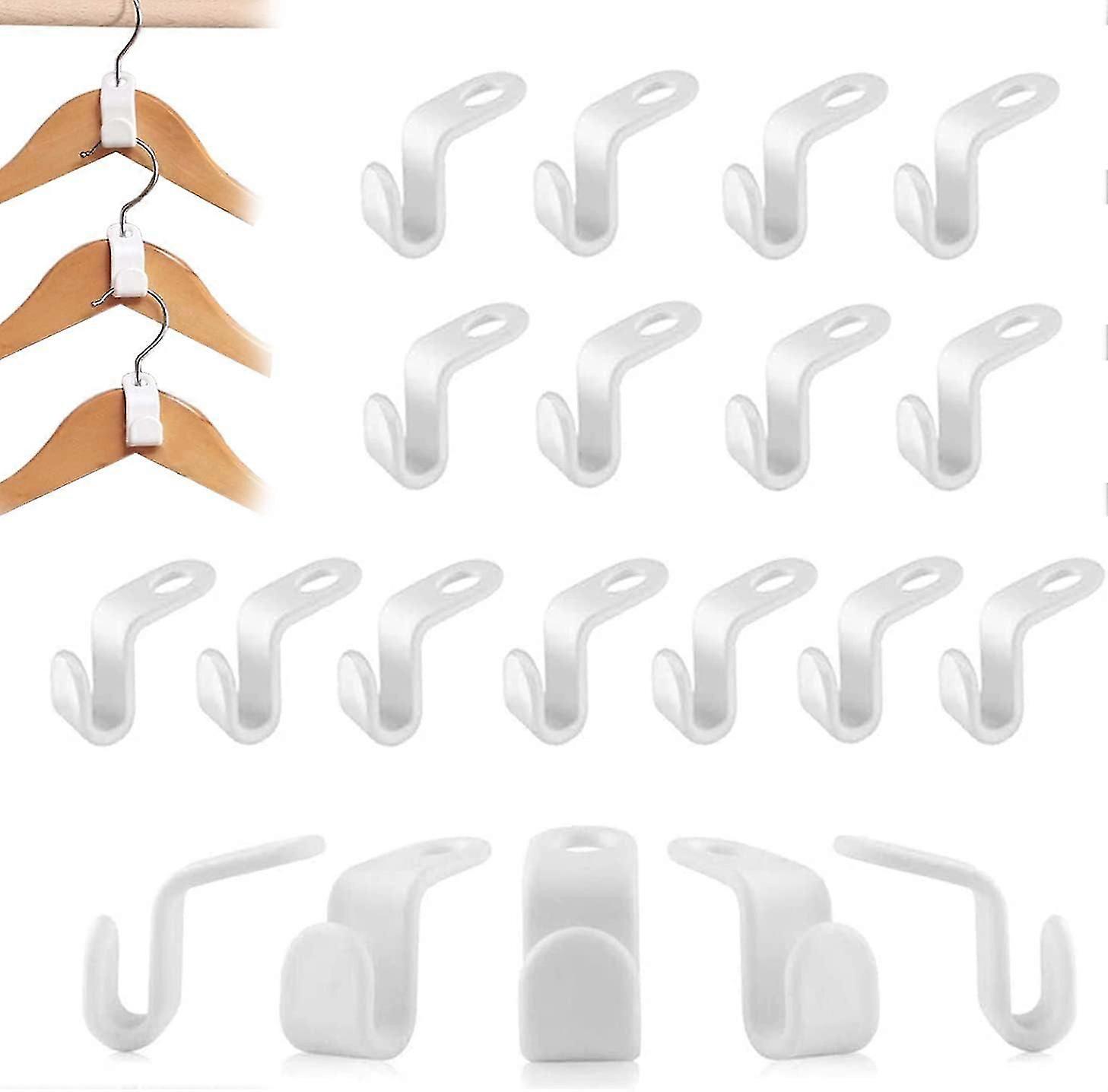 TCGG-20 Pieces Plastic Hanger Connector Hook, White Mini Hanger Connector Hooks, Space Saving Hanger Hooks For Closet