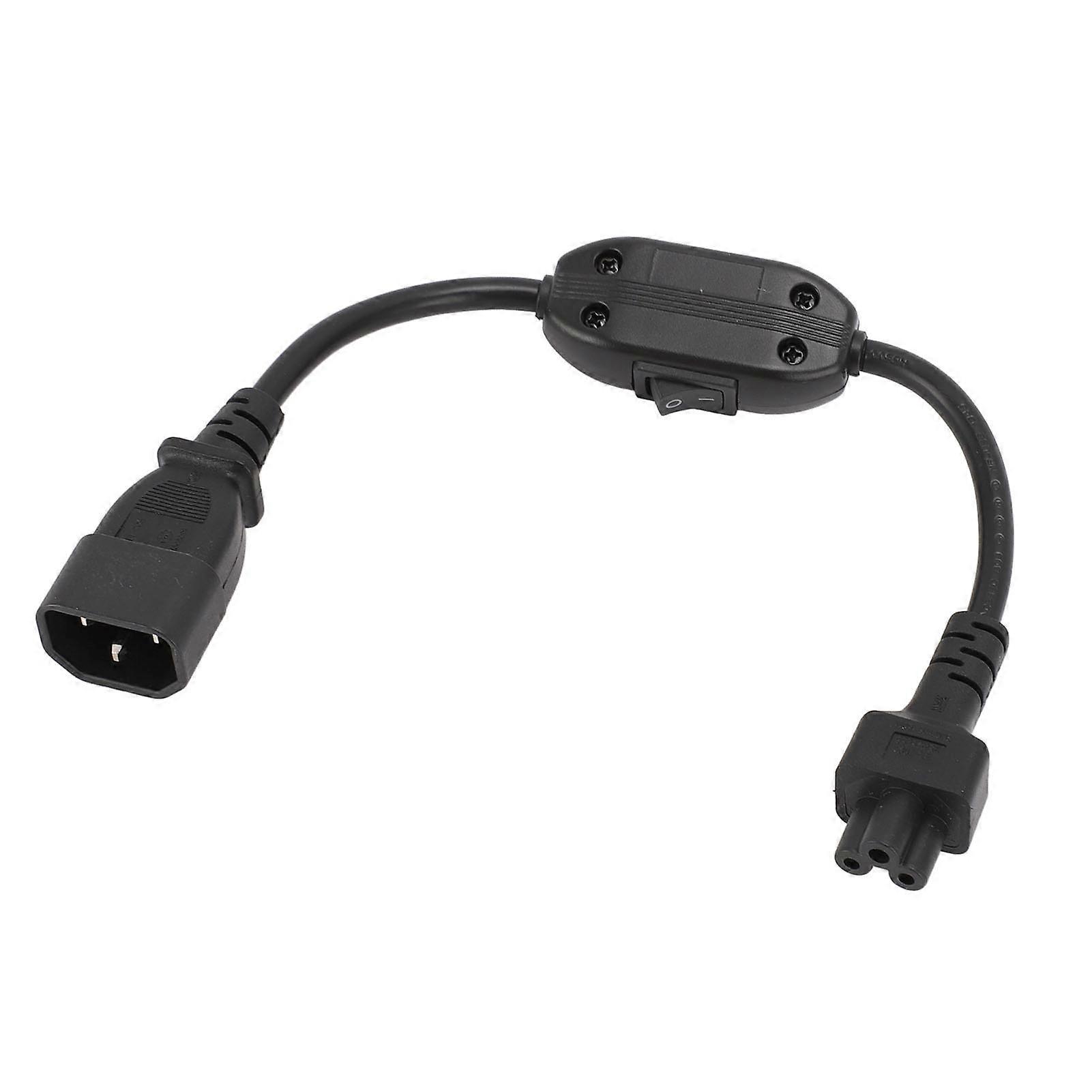 Power Extension with On Off Switch Waterproof Safe 0.3 Meter Long C14 to IEC320 C5 Adapter Cable