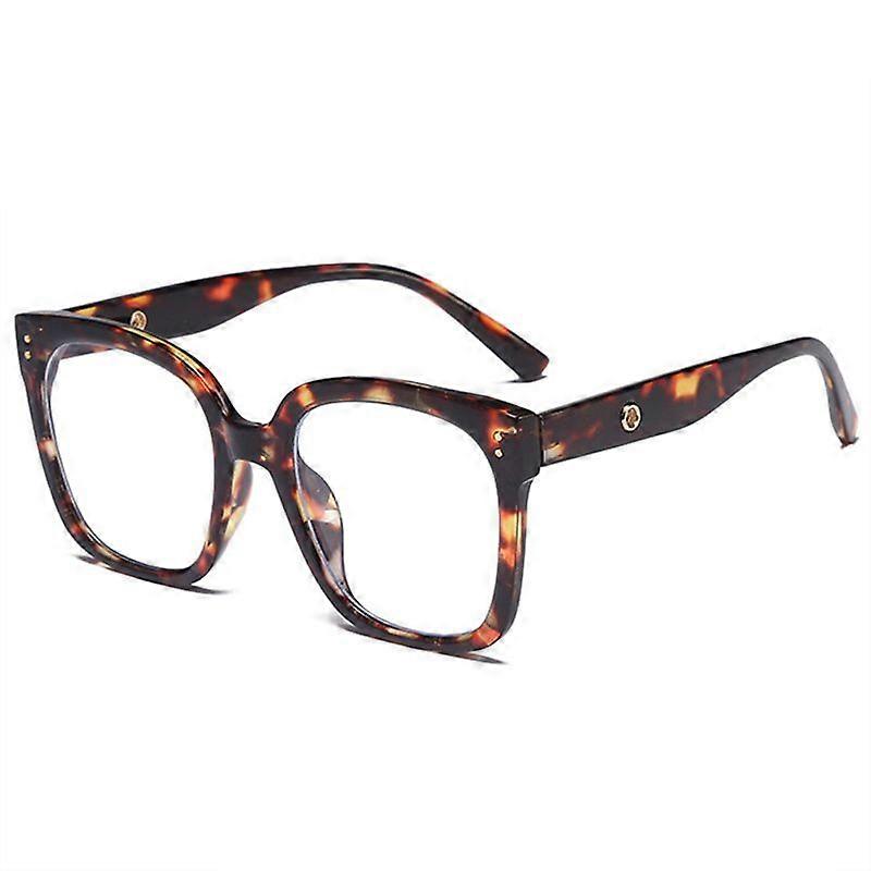 Oulylan Anti Blue Light Glasses Frame Women Men Oversized Square Eyeglasses Frames Optical Computer Spectacles Leopard Eyewear