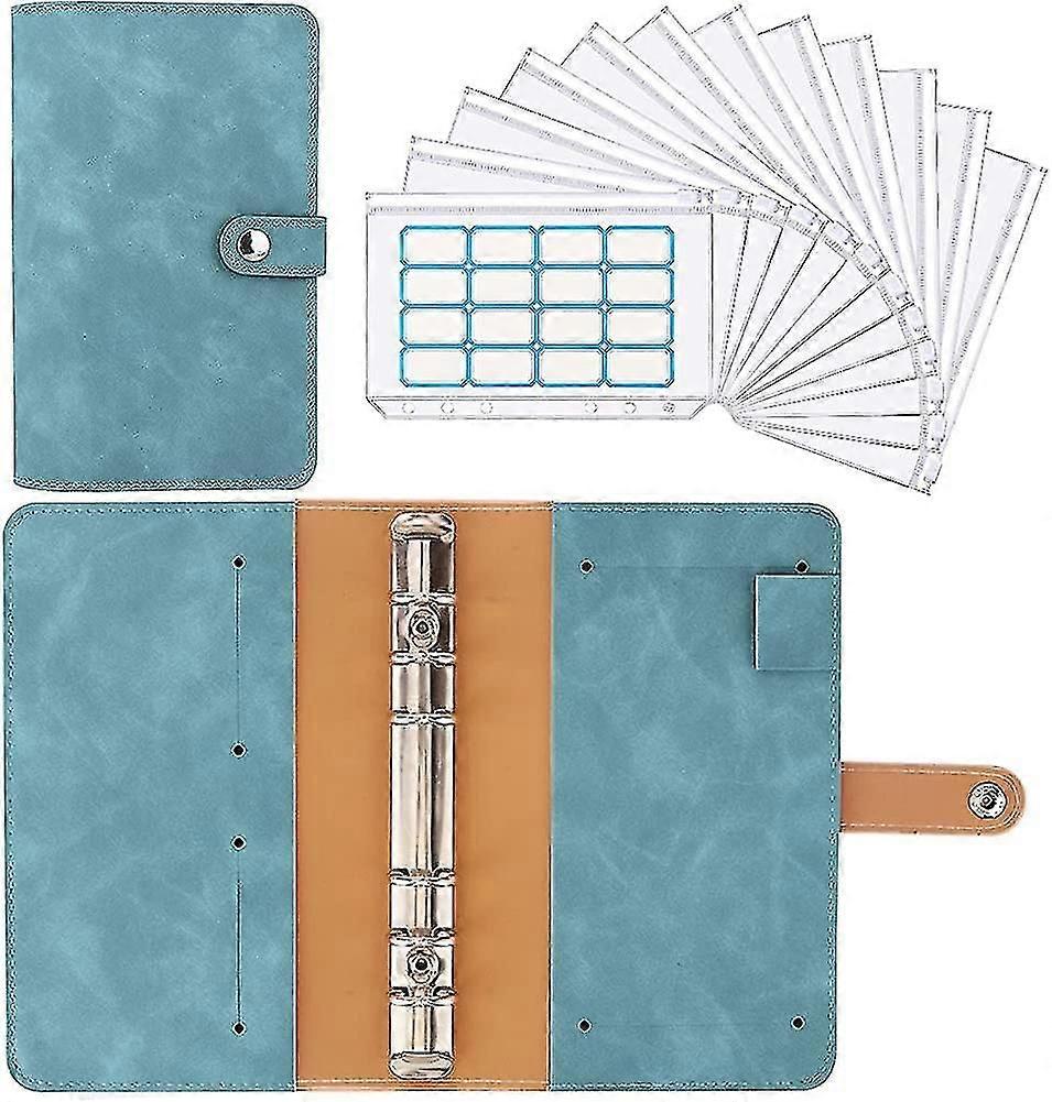 A6 Pu Leather, Multifunctional Document Folder With 12 Clear Zipper Pockets
