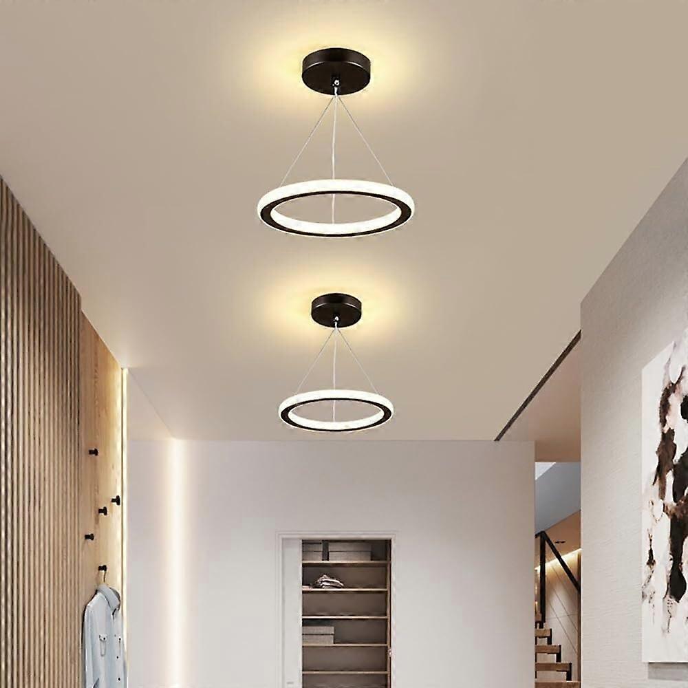 Black Led Hallway Light Fixtures,Round Modern Led Ceiling Light Fixtures,3 Colors Switchable