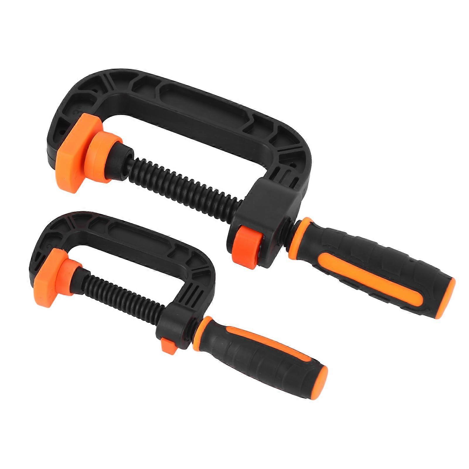 Woodworking C Clamps, Rapid Release Button Slip Resistant Ergonomic C 2Pcs Clamp Set Rustproof for Household Clamping Projects