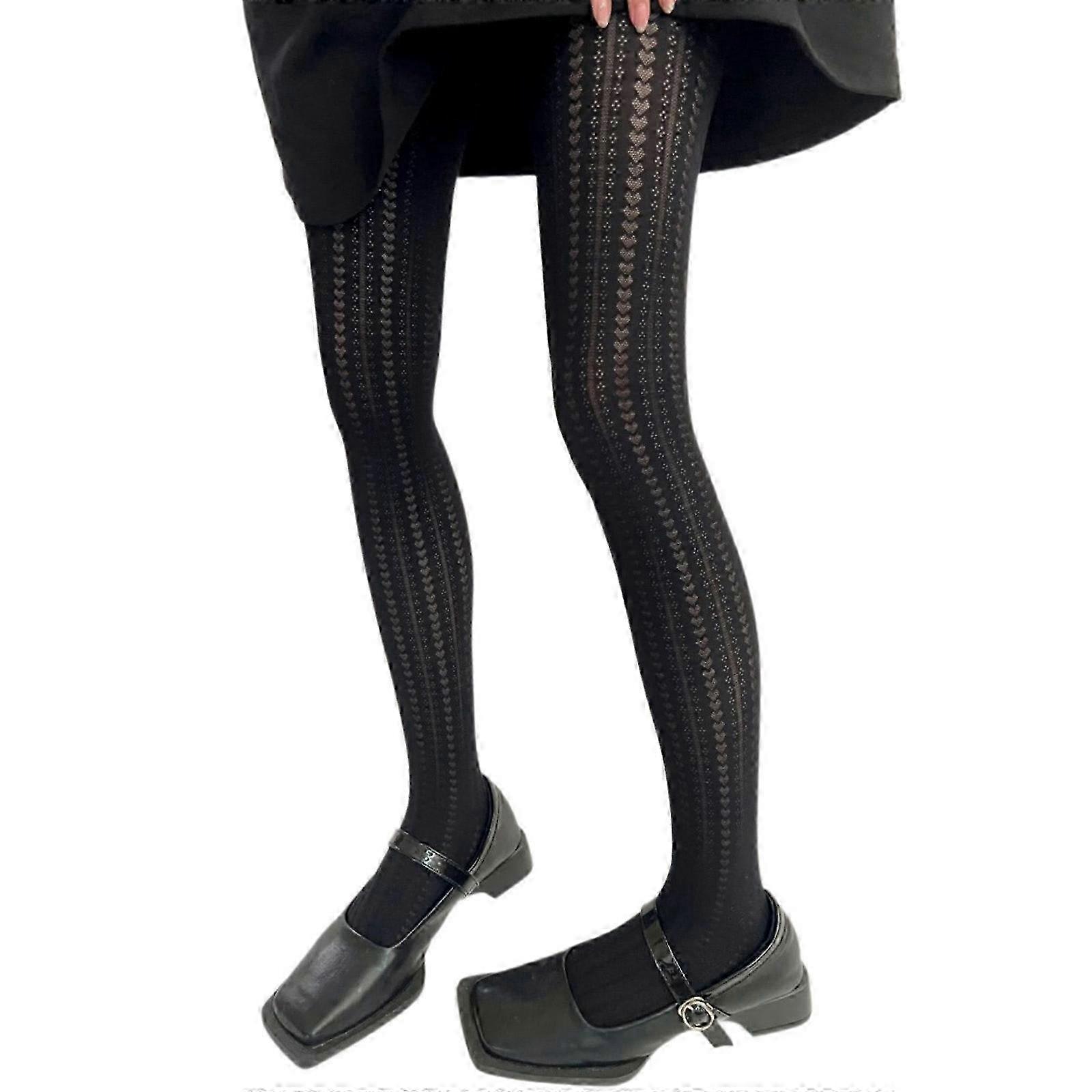 אופנתי נשים מותניים גבוהים גרביונים רשת רגילים גרביים חלול החוצה לב פס דפוס גרביונים חותלות גרביים יין אדום