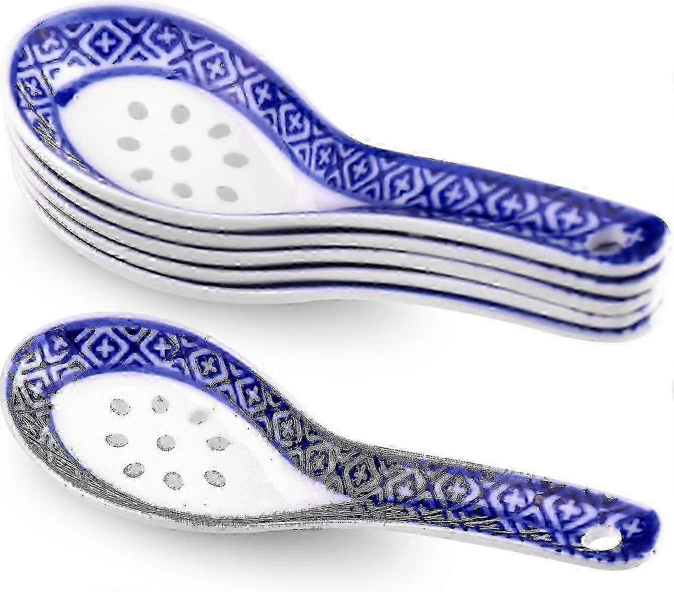 6pcs Chinese Ceramic Soup Spoons for Ramen Pho