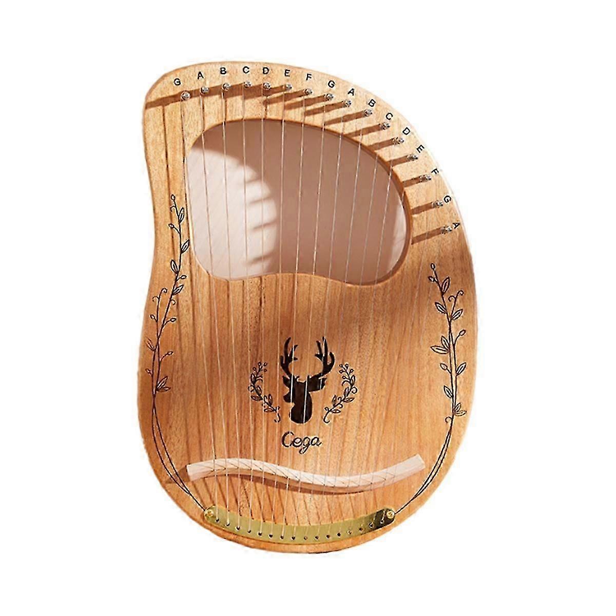 Lyre Harp 16 Strings Piano Harp Wooden Mahogany Musical Instrument with Tuning Wrenchportable Musi