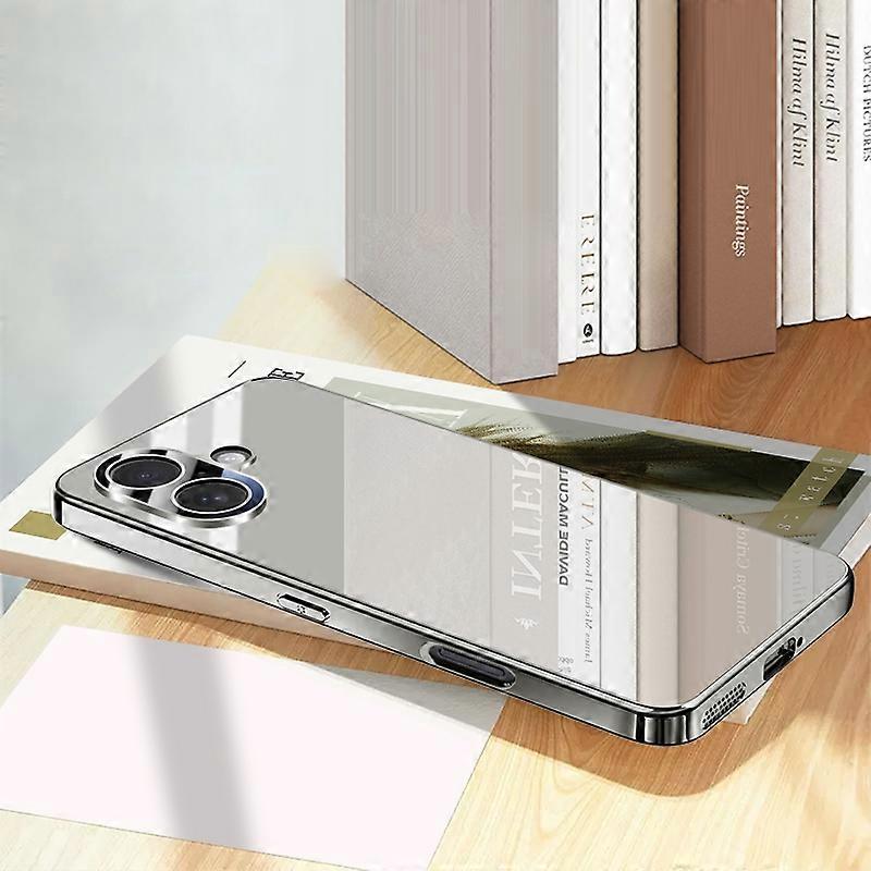 For iPhone 16 Plus Case Electroplating PC Phone Back Cover with Camera Lens Protector