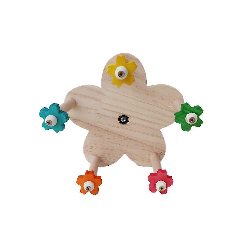 Bird Toy Rotating Perch Toy, Wooden Parrots Wheel Toy with Perches