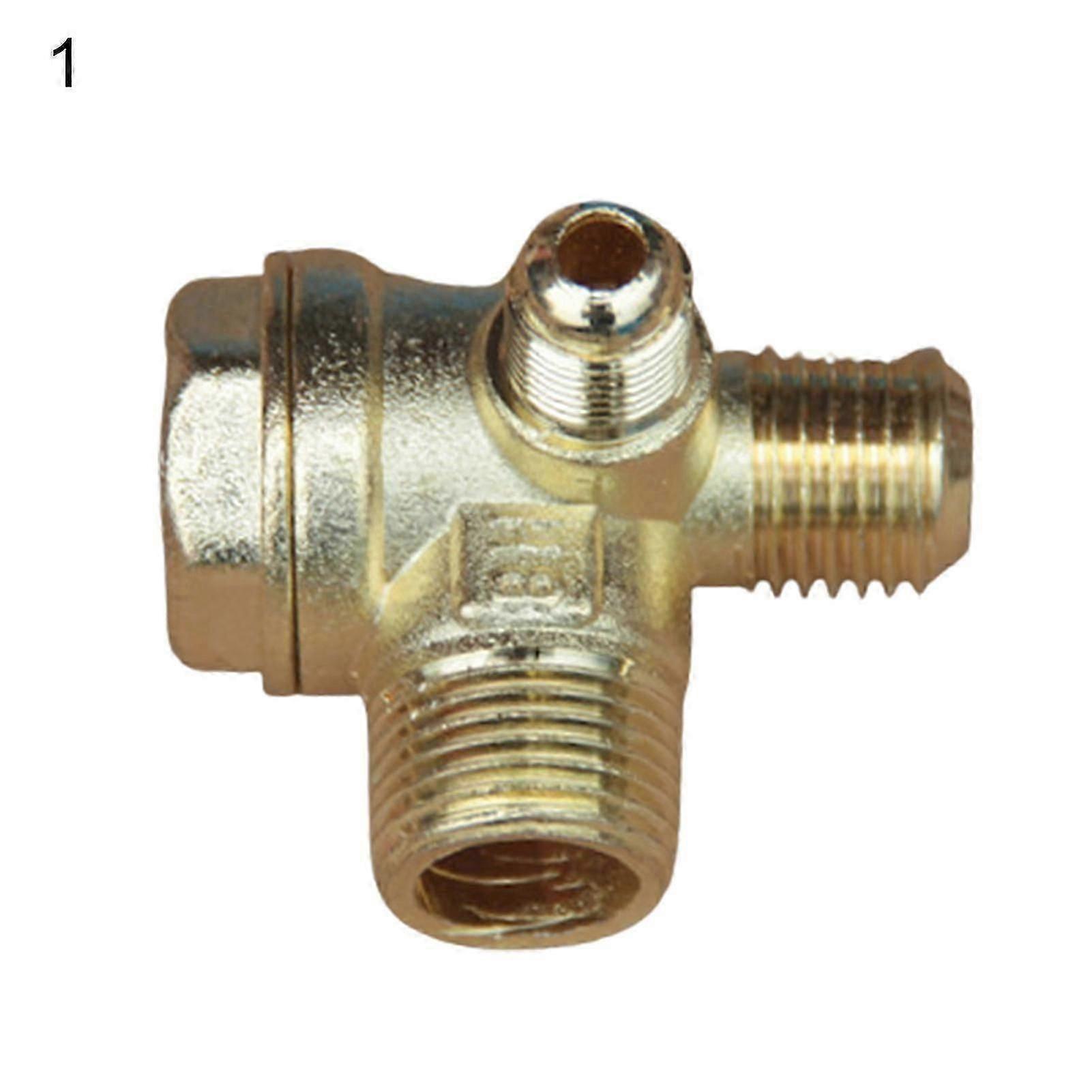 Air Compressor Check Valve 3-Way Easy Installation Copper/Zinc Alloy Male Threaded Unidirectional Check Valve Pipe Fitting for Air Compressor Mengxi
