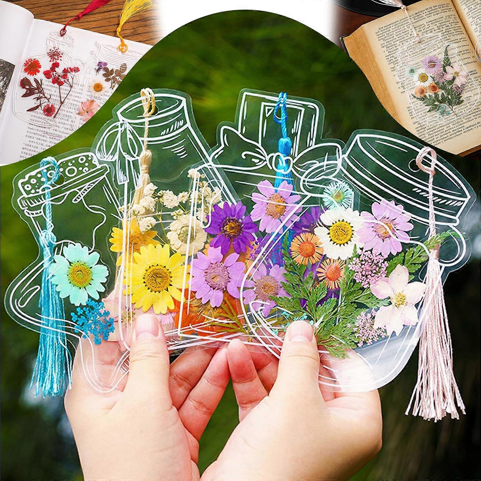 DIY Transparent Dried Flower Bookmarks, 40 Piece DIY Bookmarks for Pressed Flowers