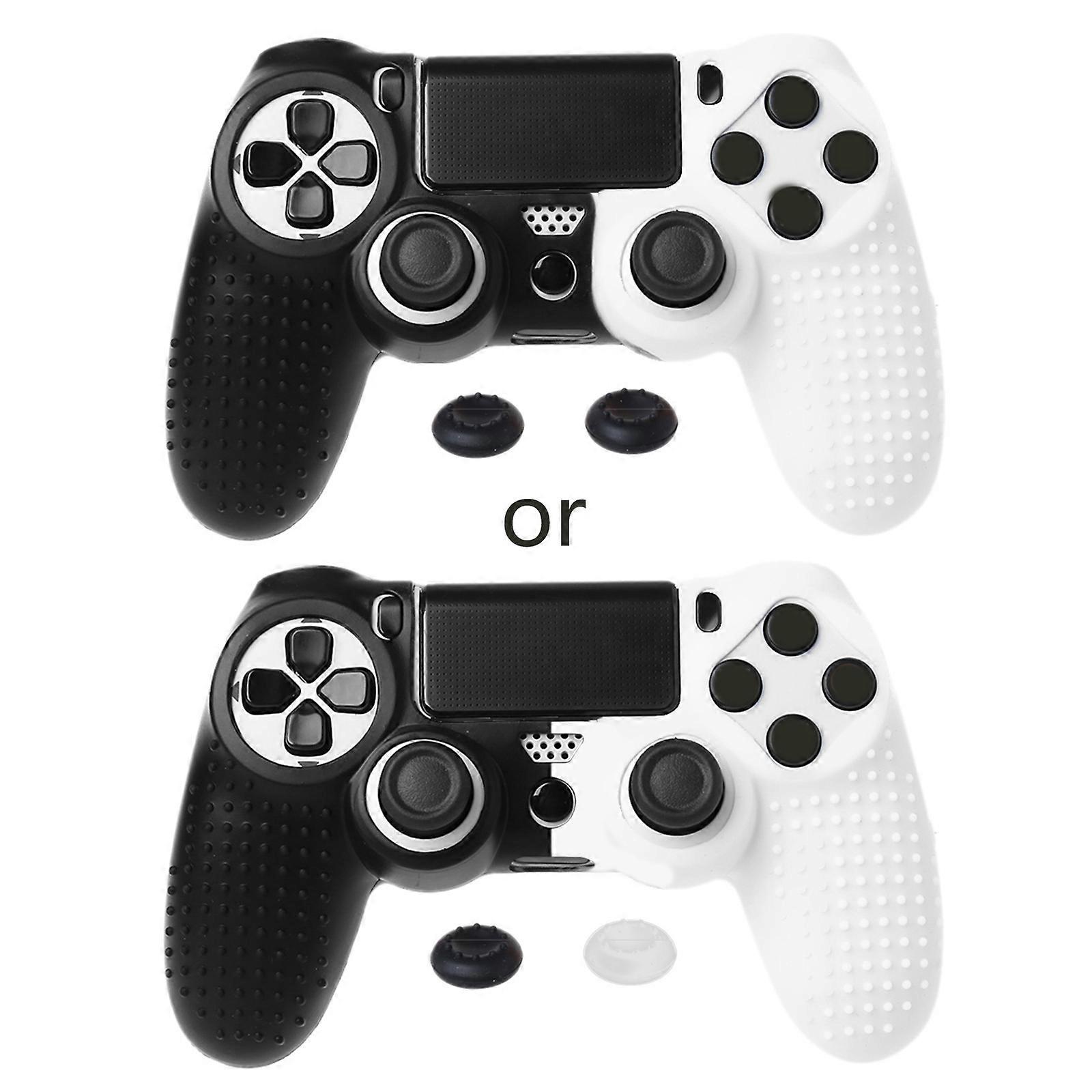 Studded Dots for Case for Shell Protector Silicone Rubber Protective Cover Skin with Black Joystick Cap for   Slim/Pro  Black and White