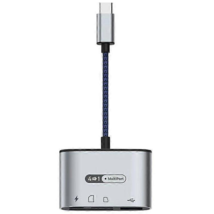 MH371 Type-C to TF + SD Card Reader USB3.0 + Type-C Charging Port Adapter