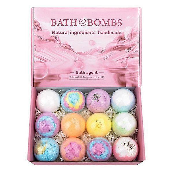 Bath Bombs, Foaming Gift Box 12 Handmade Essential Oils Relaxation and Stress Relief Fizzing Balls Perfect Birthday Gift
