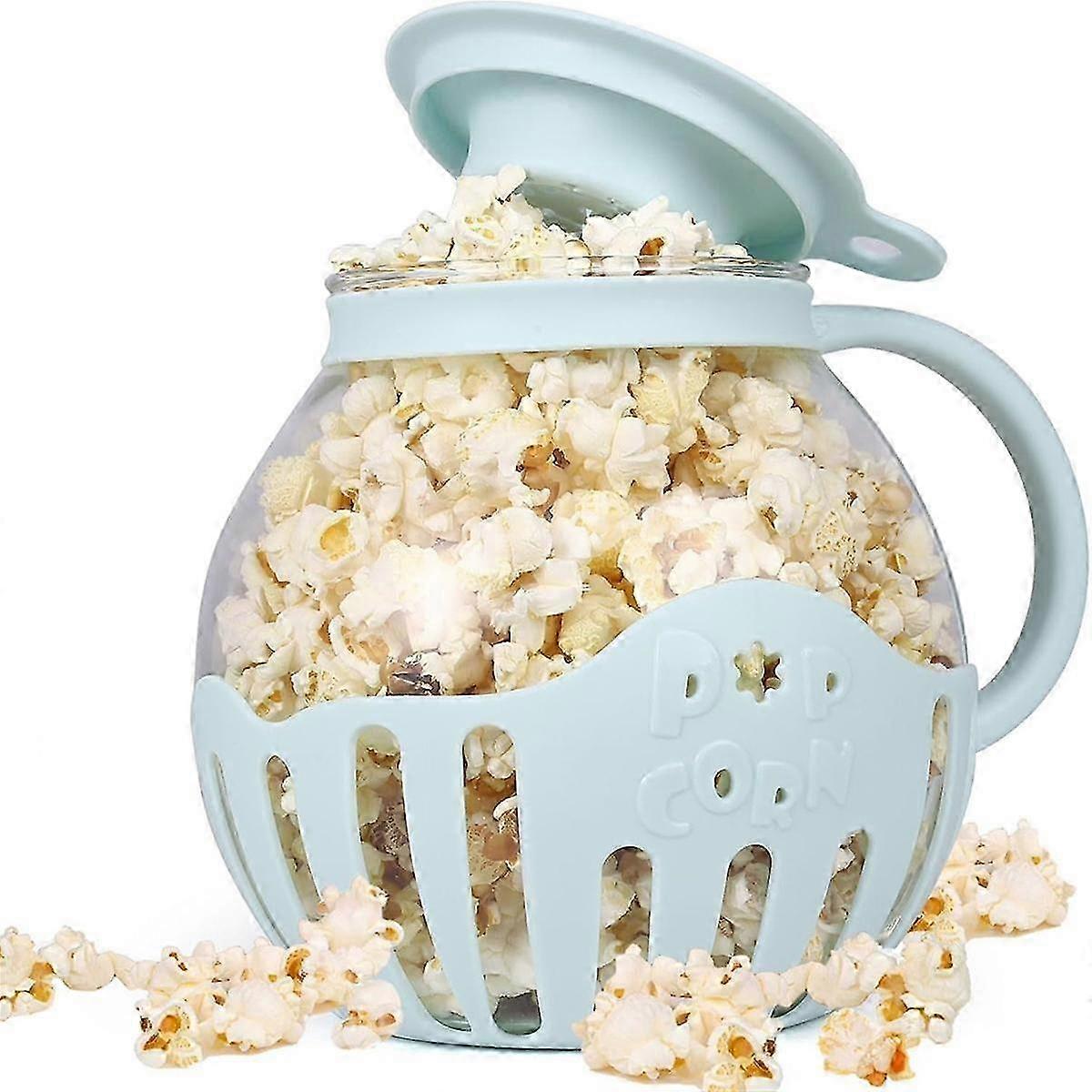 Microwave Popcorn Maker 2.25QT Borosilicate Bowl Snack Popper - Blue